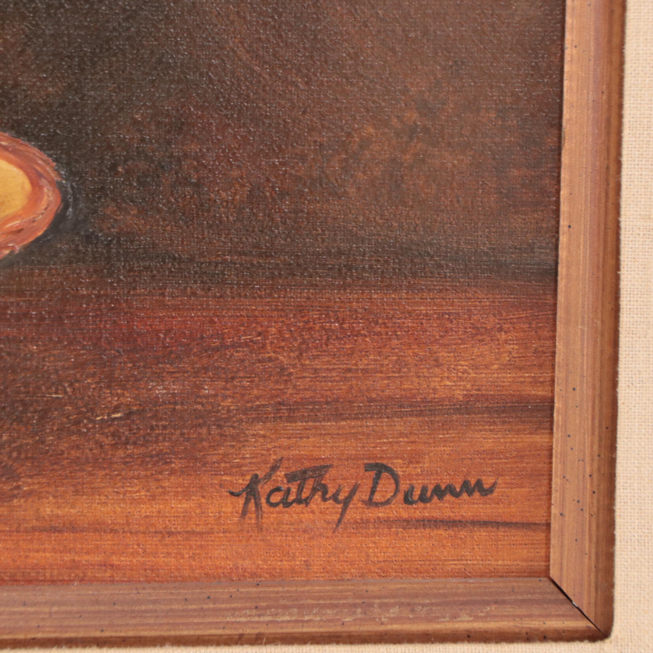 Kathy Dunn Mixed Media Painting of Still Life With Daffodils, Circa 1960