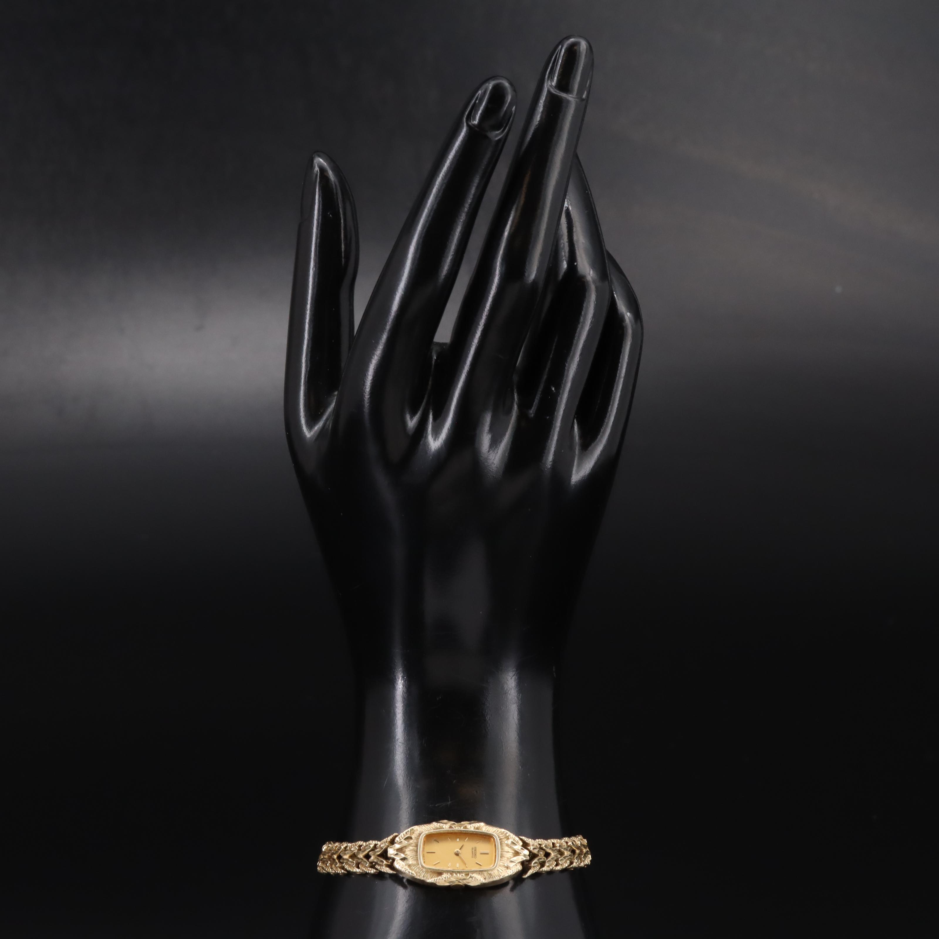 Seiko Quartz Watch Covered By A 14K Shell with Textured Bracelet
