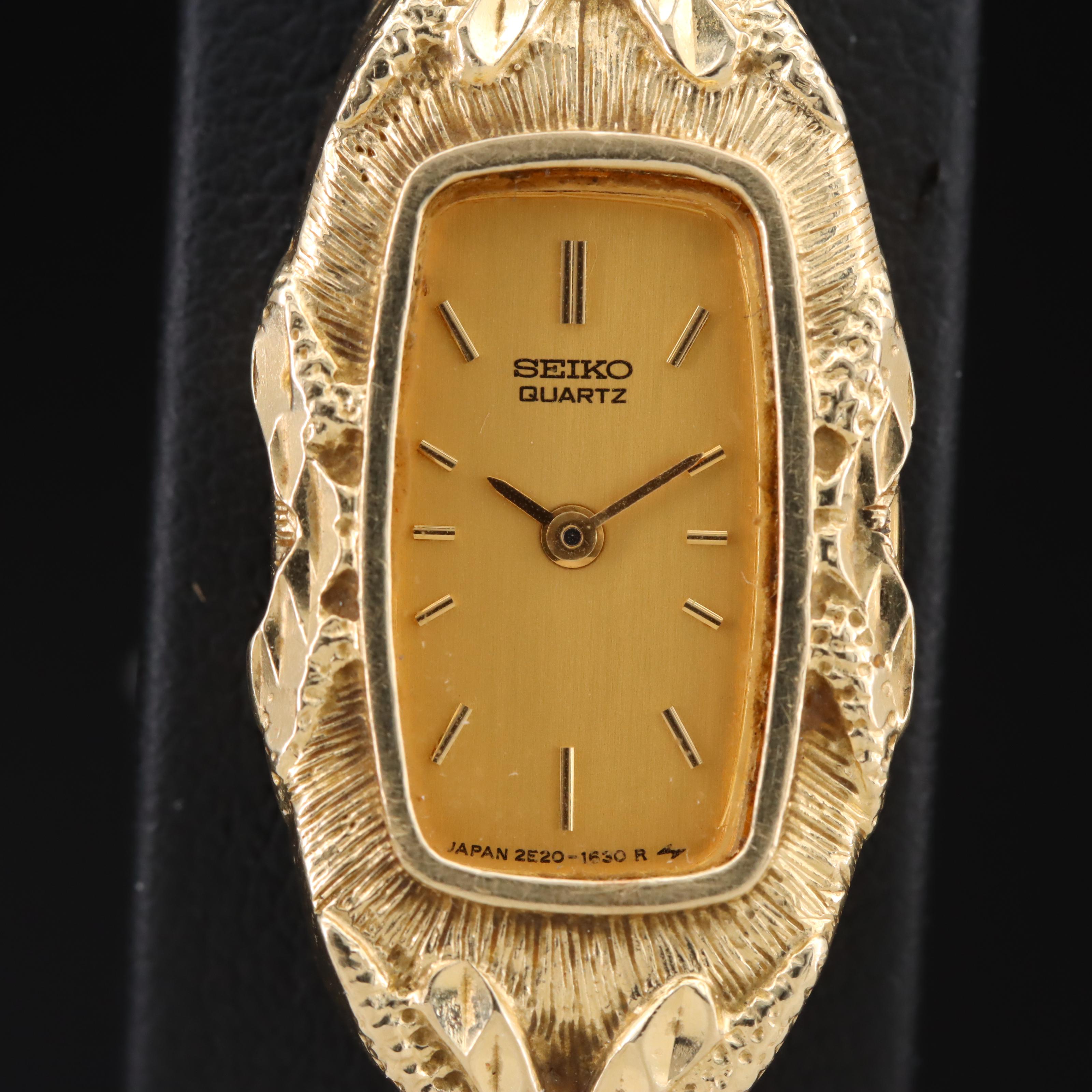 Seiko Quartz Watch Covered By A 14K Shell with Textured Bracelet