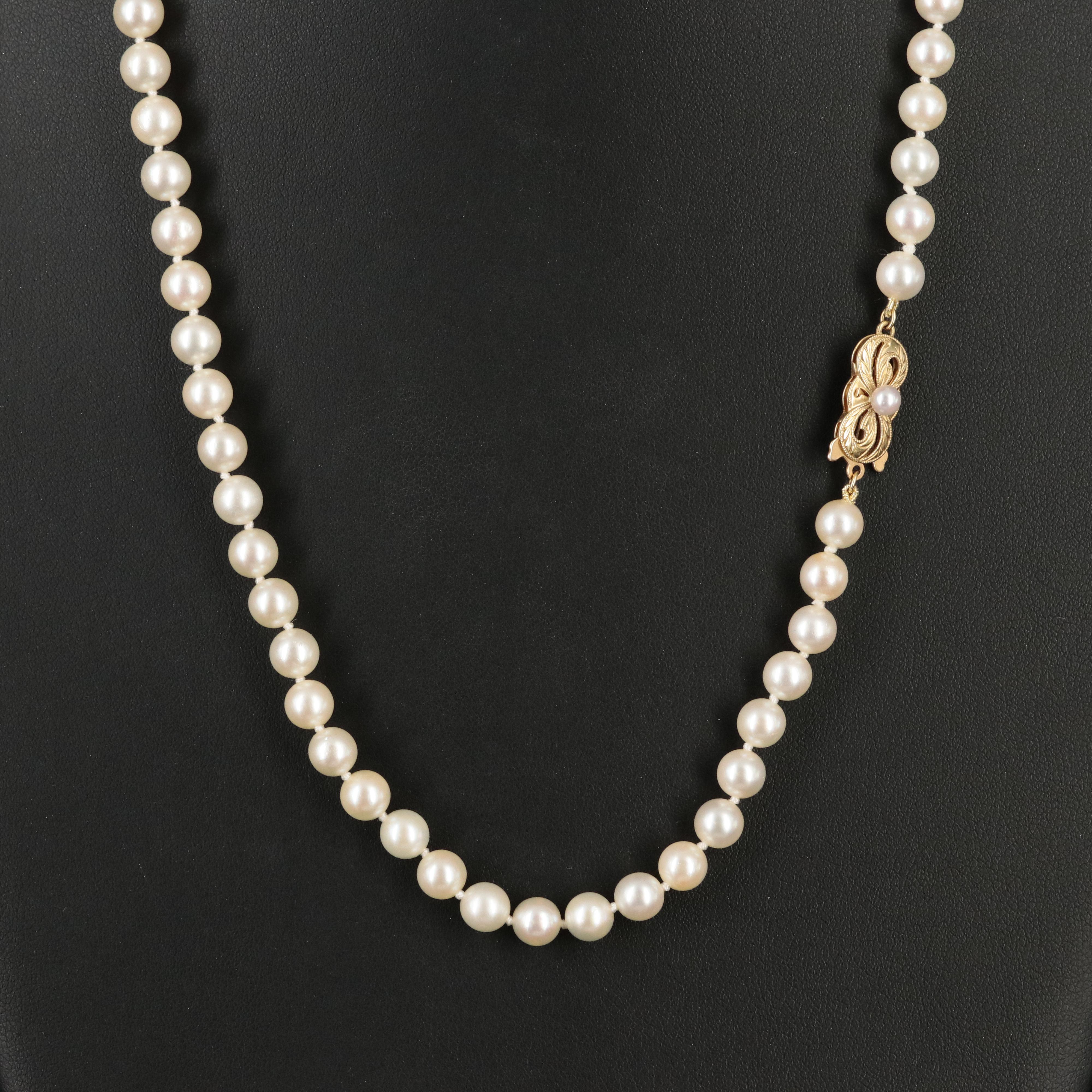 Mikimoto Pearl Necklace with 18K Clasp