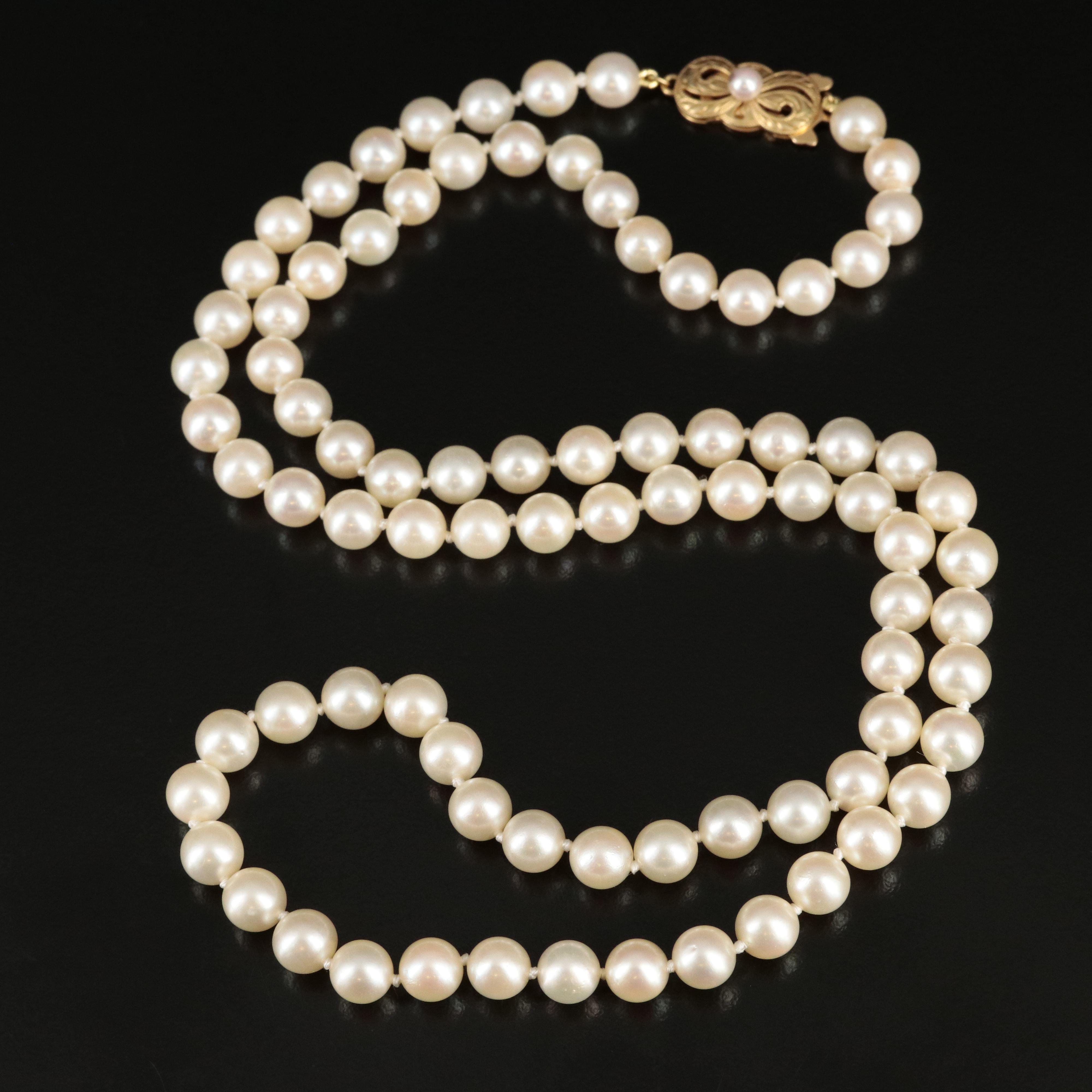 Mikimoto Pearl Necklace with 18K Clasp