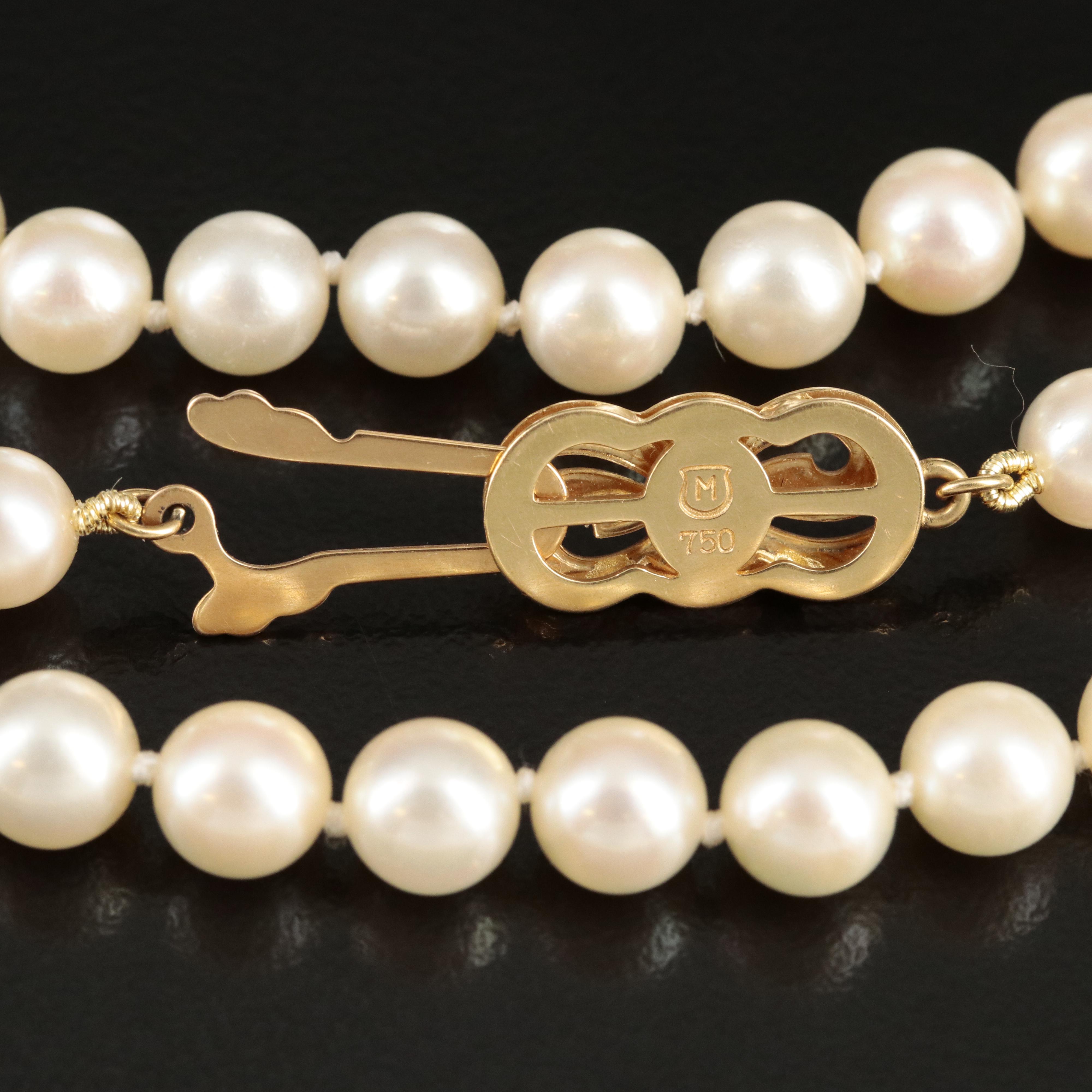 Mikimoto Pearl Necklace with 18K Clasp