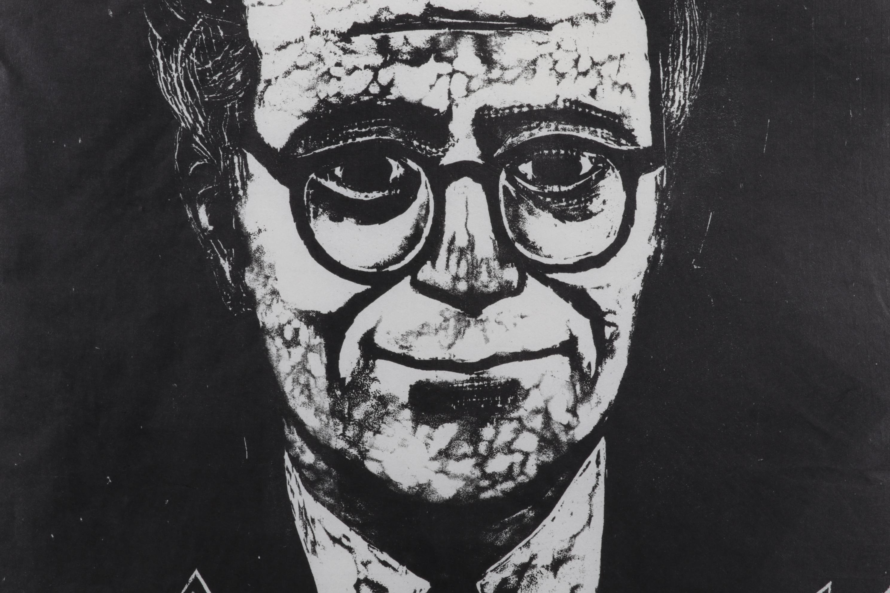 Sidney Chafetz Woodcut "Robert Lowell," 1967