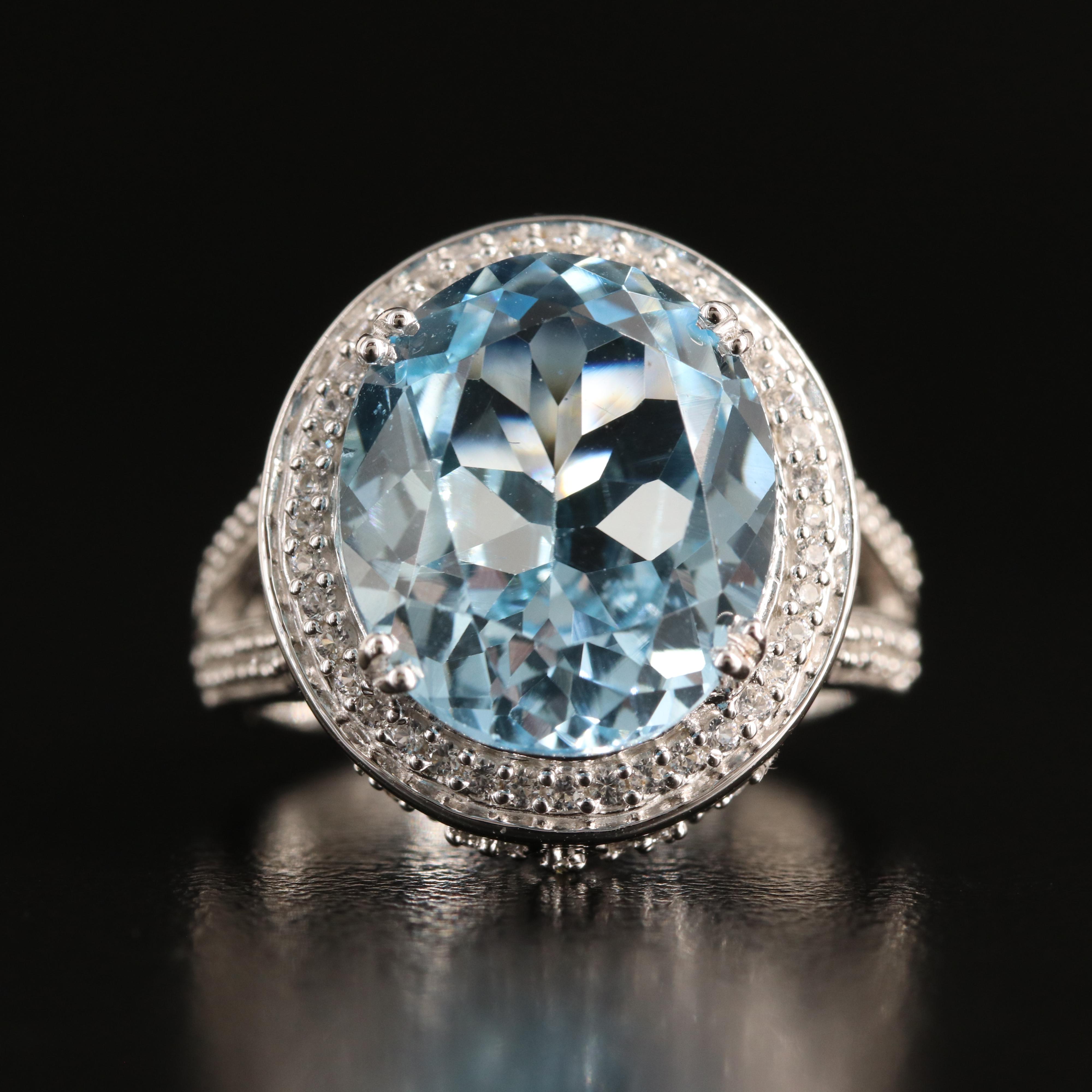 Sterling Sky Blue Topaz and White Sapphire Ring