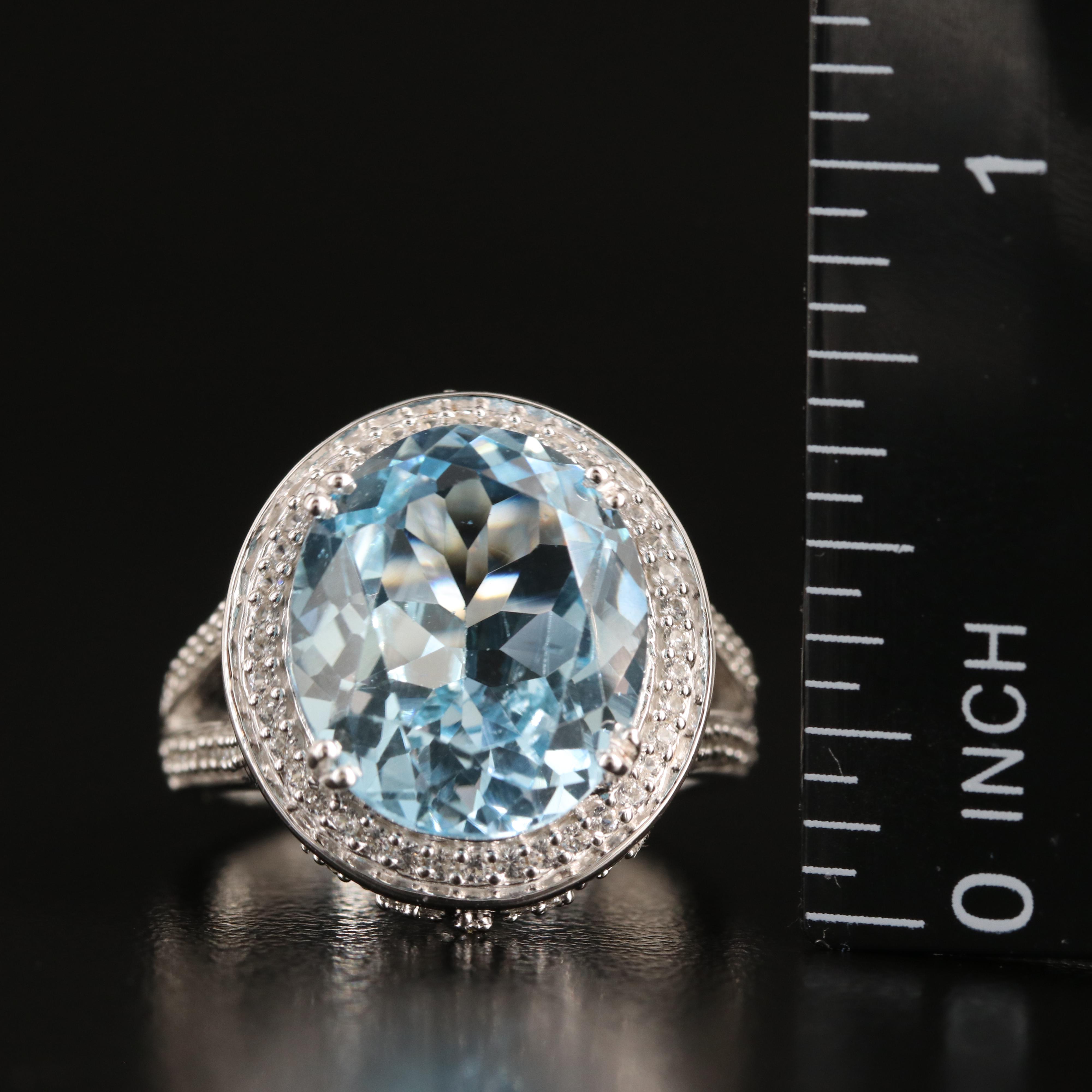 Sterling Sky Blue Topaz and White Sapphire Ring