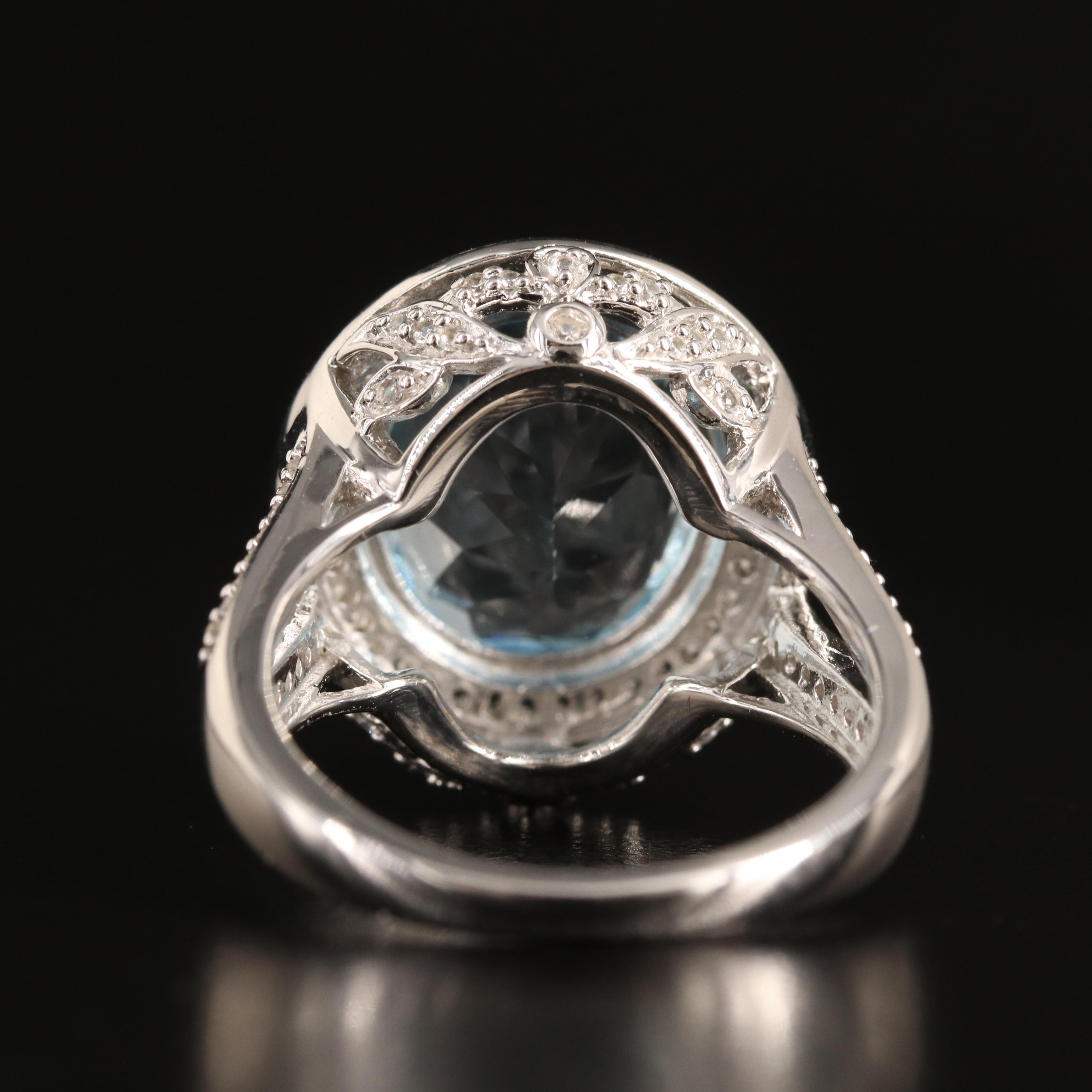 Sterling Sky Blue Topaz and White Sapphire Ring