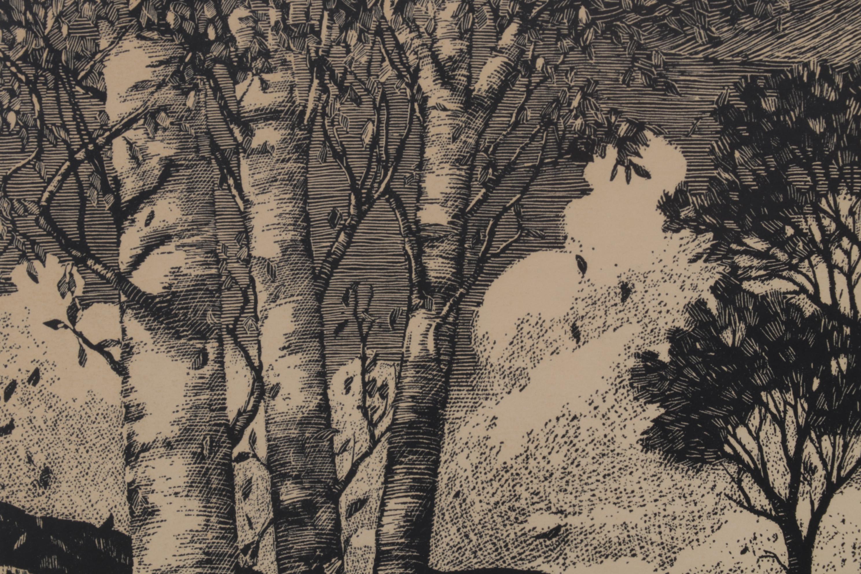 Robert Rotter Linocut "The Harvest," Circa 1975