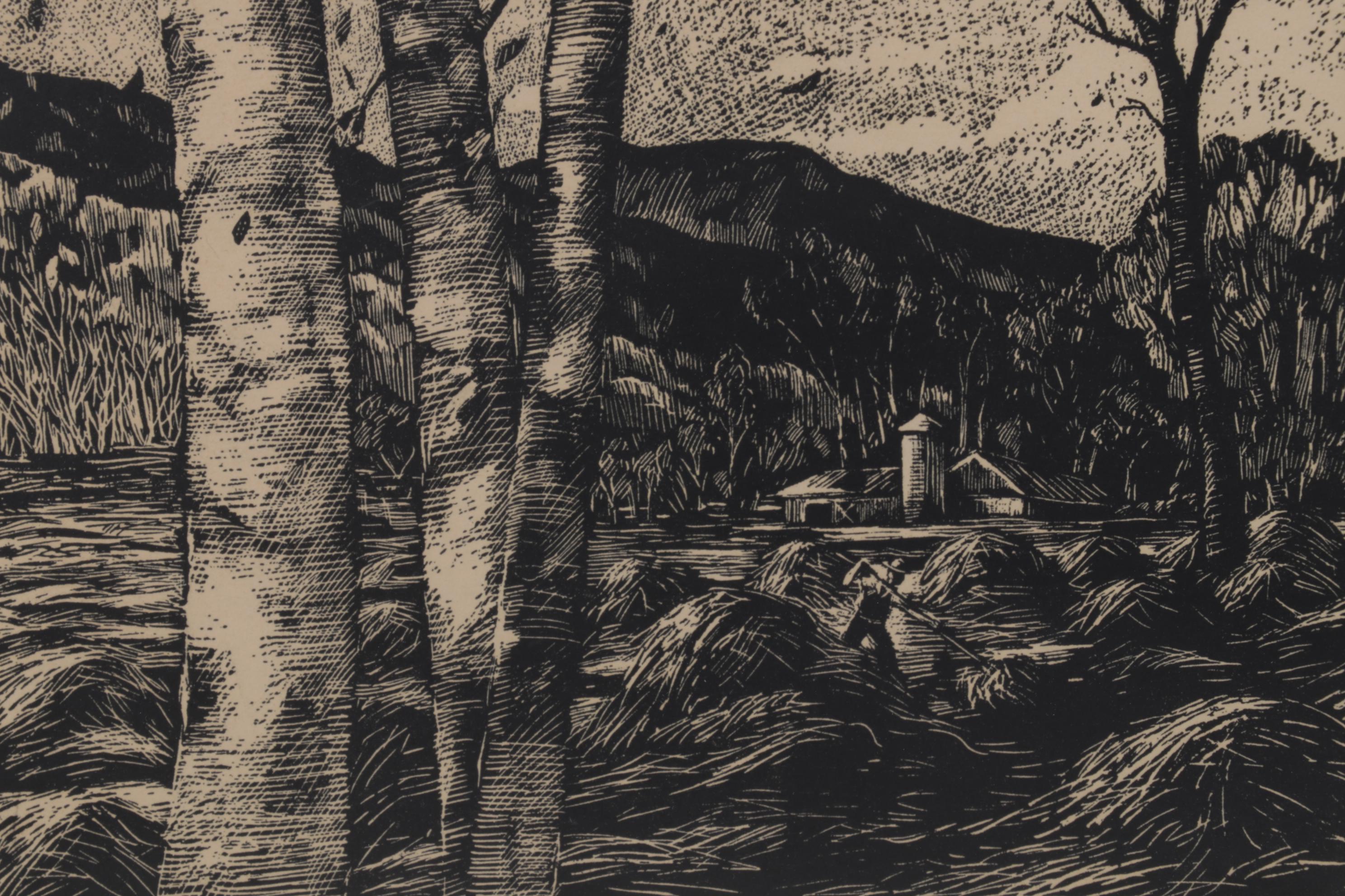 Robert Rotter Linocut "The Harvest," Circa 1975