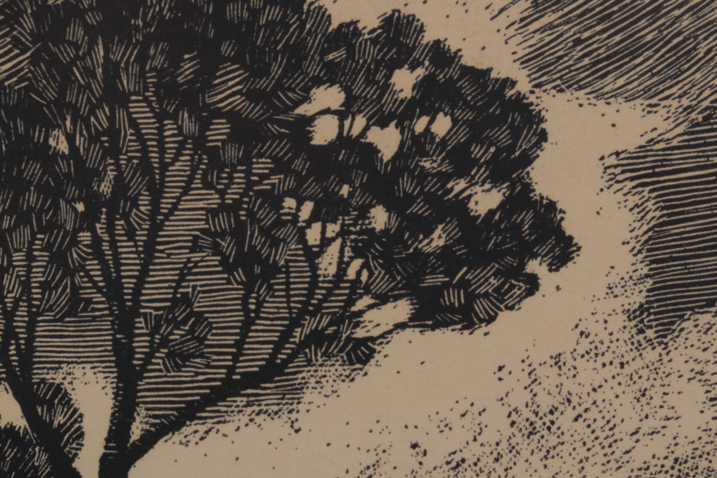 Robert Rotter Linocut "The Harvest," Circa 1975