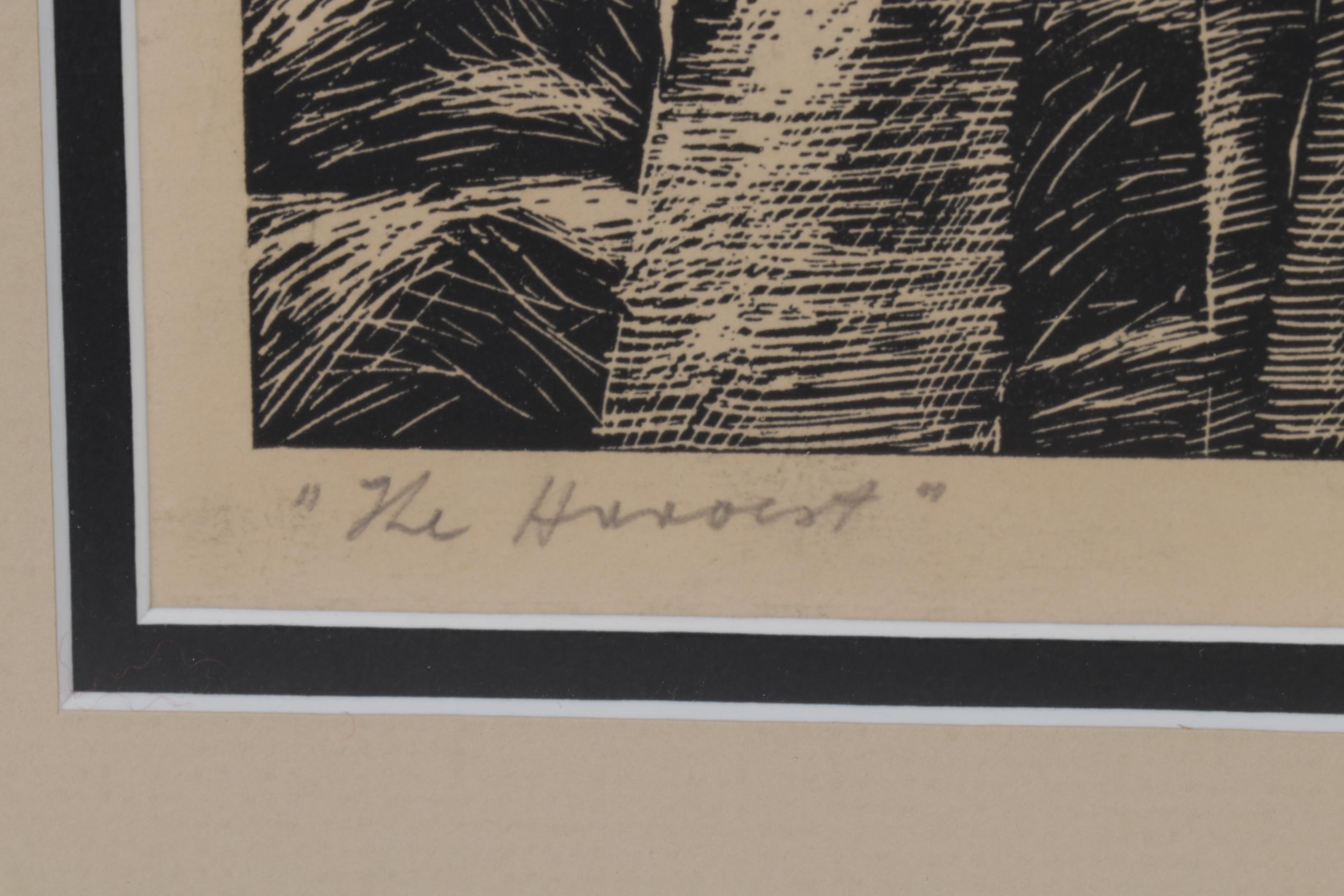 Robert Rotter Linocut "The Harvest," Circa 1975