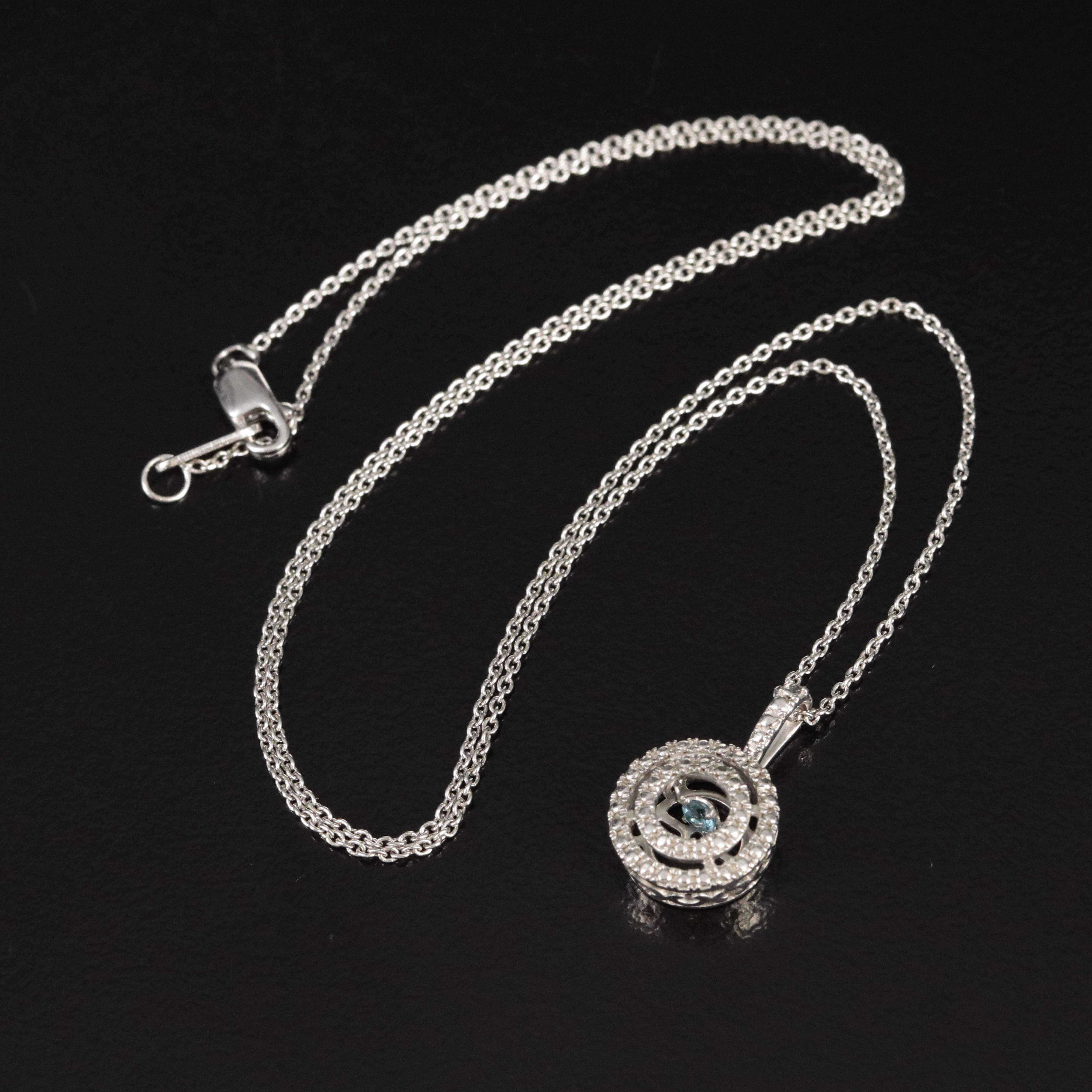 Sterling Topaz Pendant Necklace