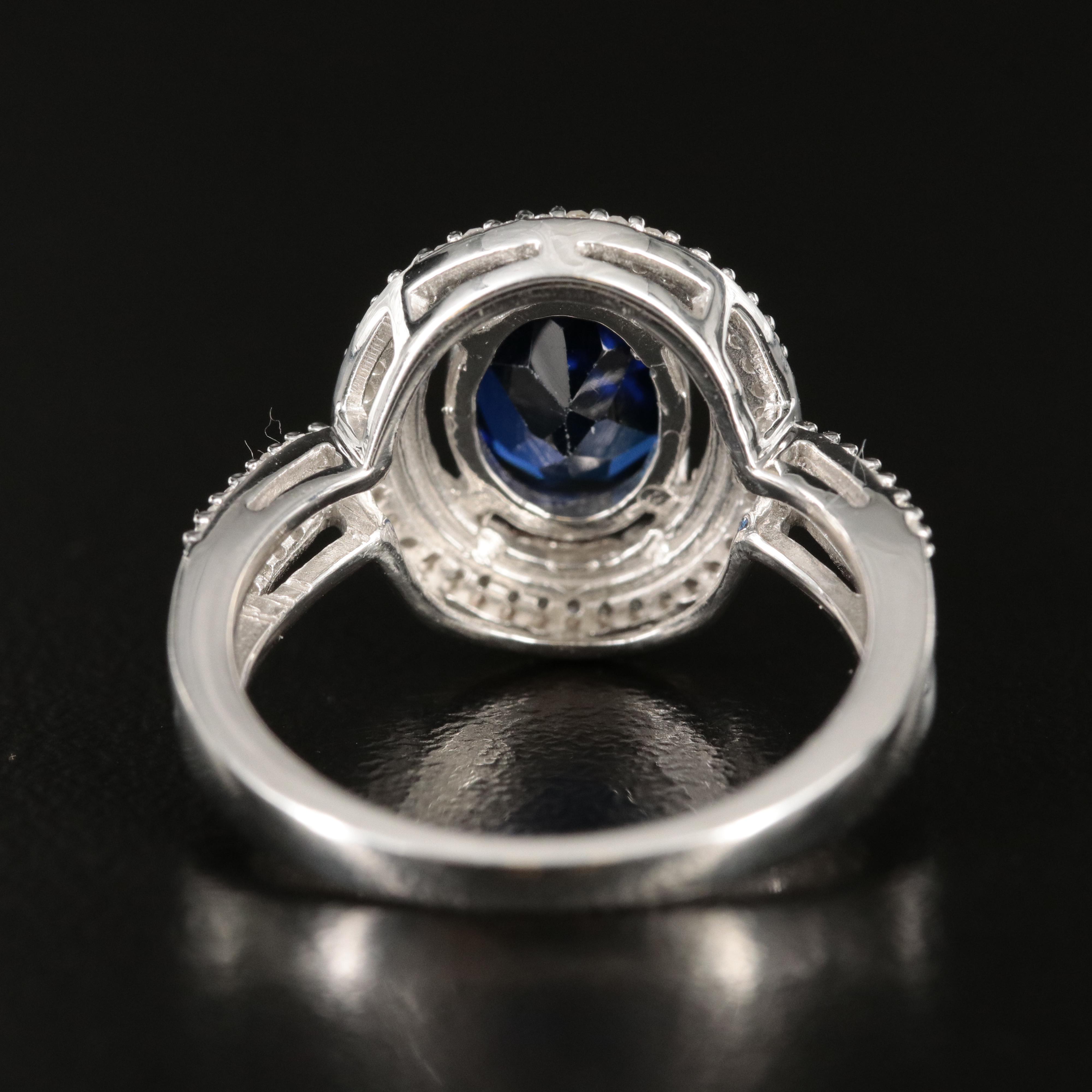 Sterling Sapphire and Diamond Ring