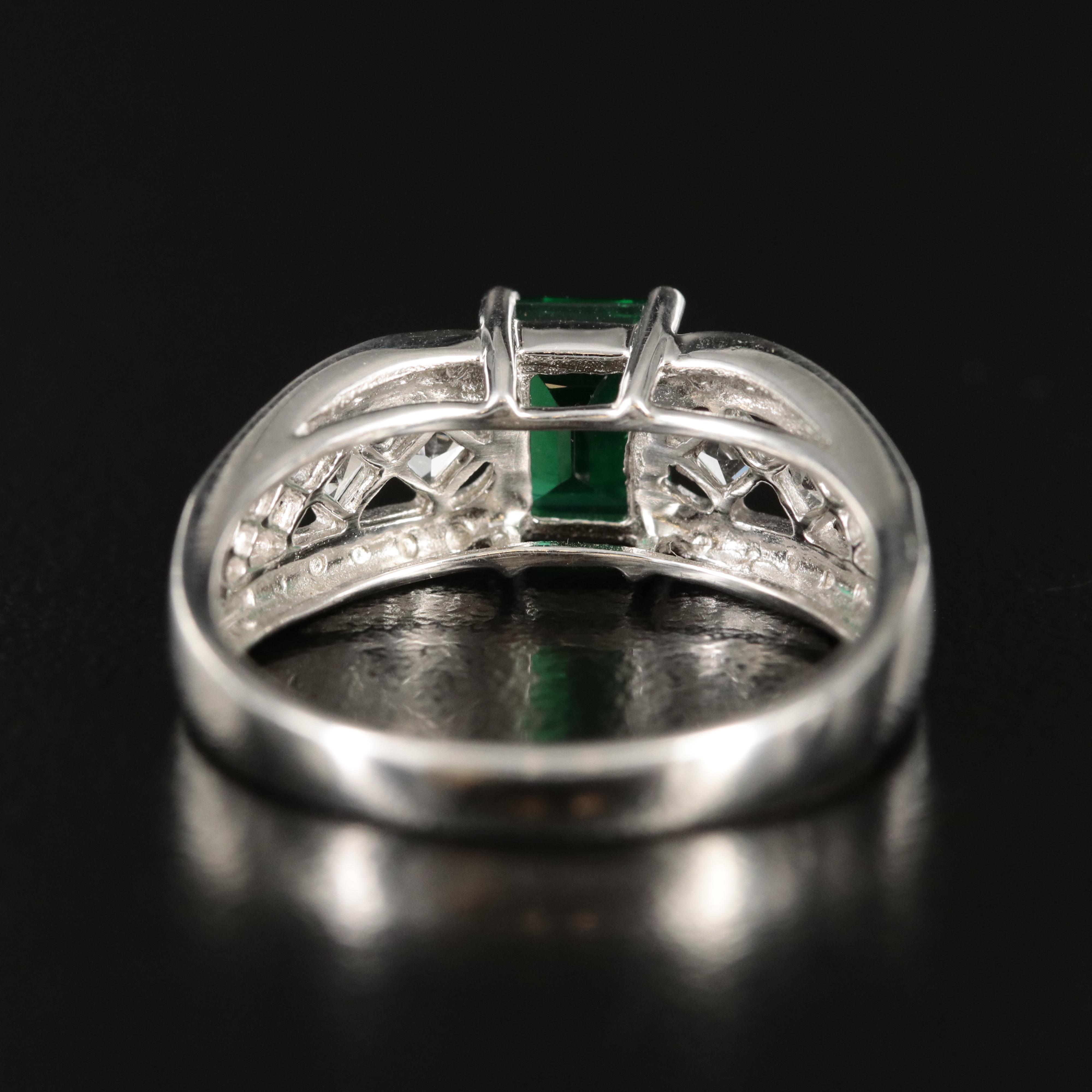 Sterling Emerald and White Sapphire Ring