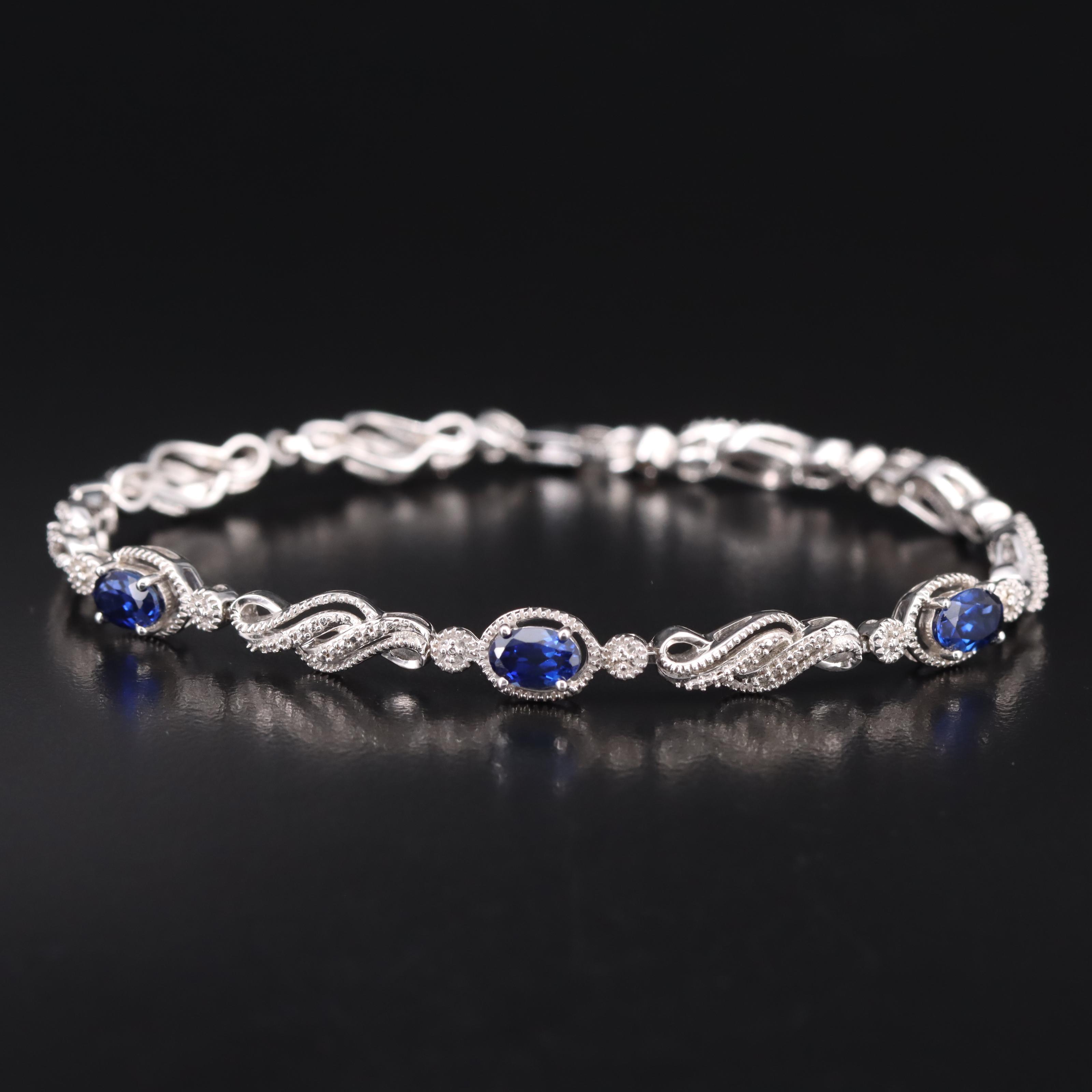 Sterling Sapphire Crossover Bracelet