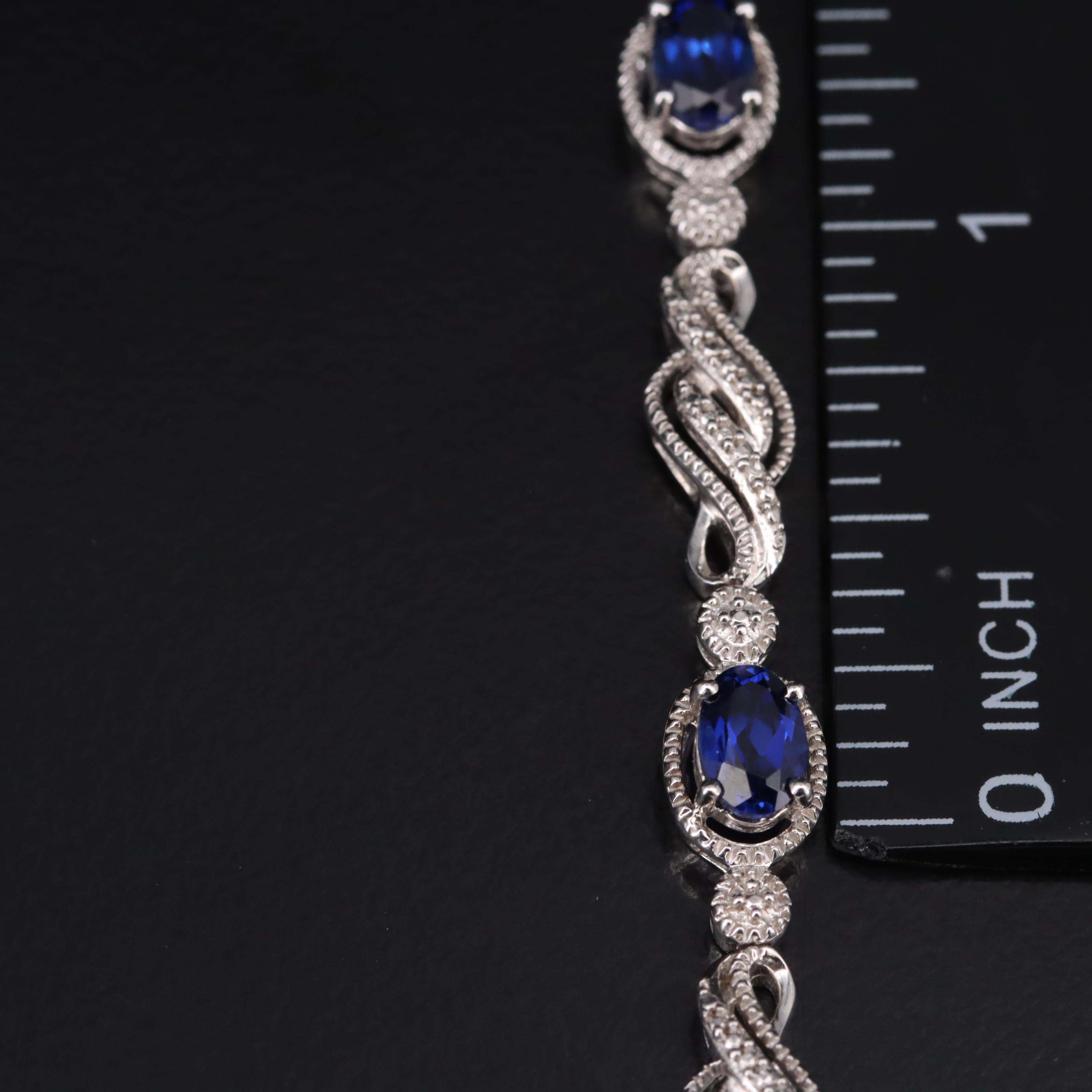 Sterling Sapphire Crossover Bracelet