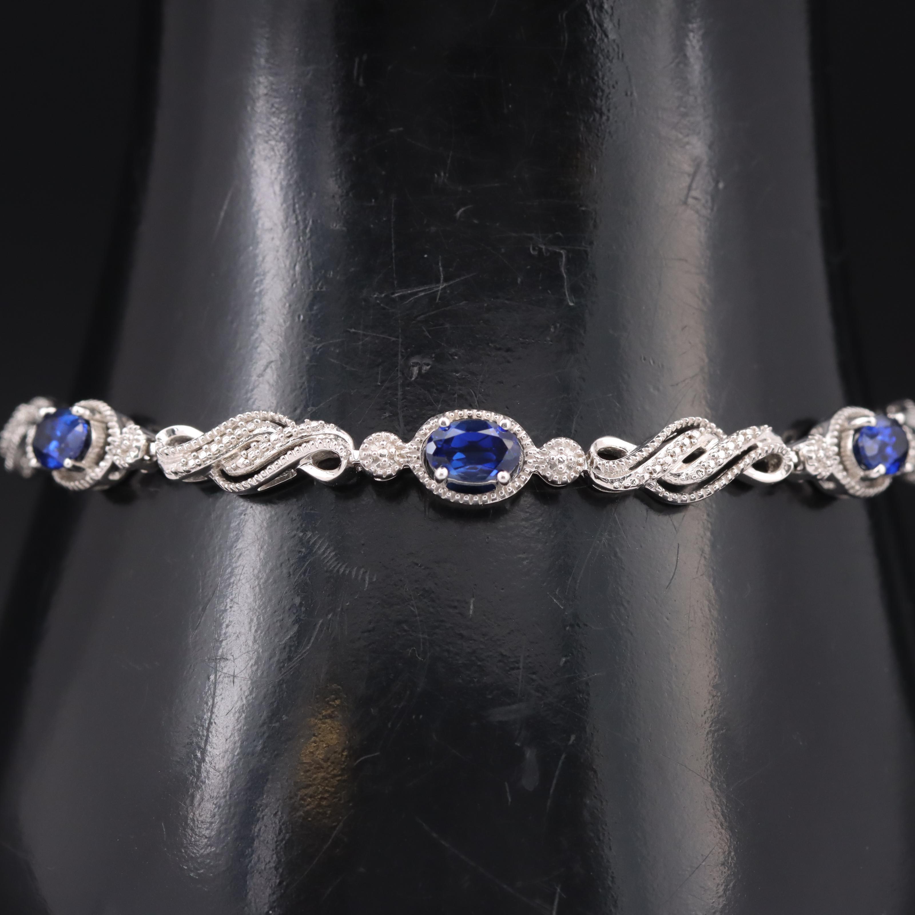 Sterling Sapphire Crossover Bracelet