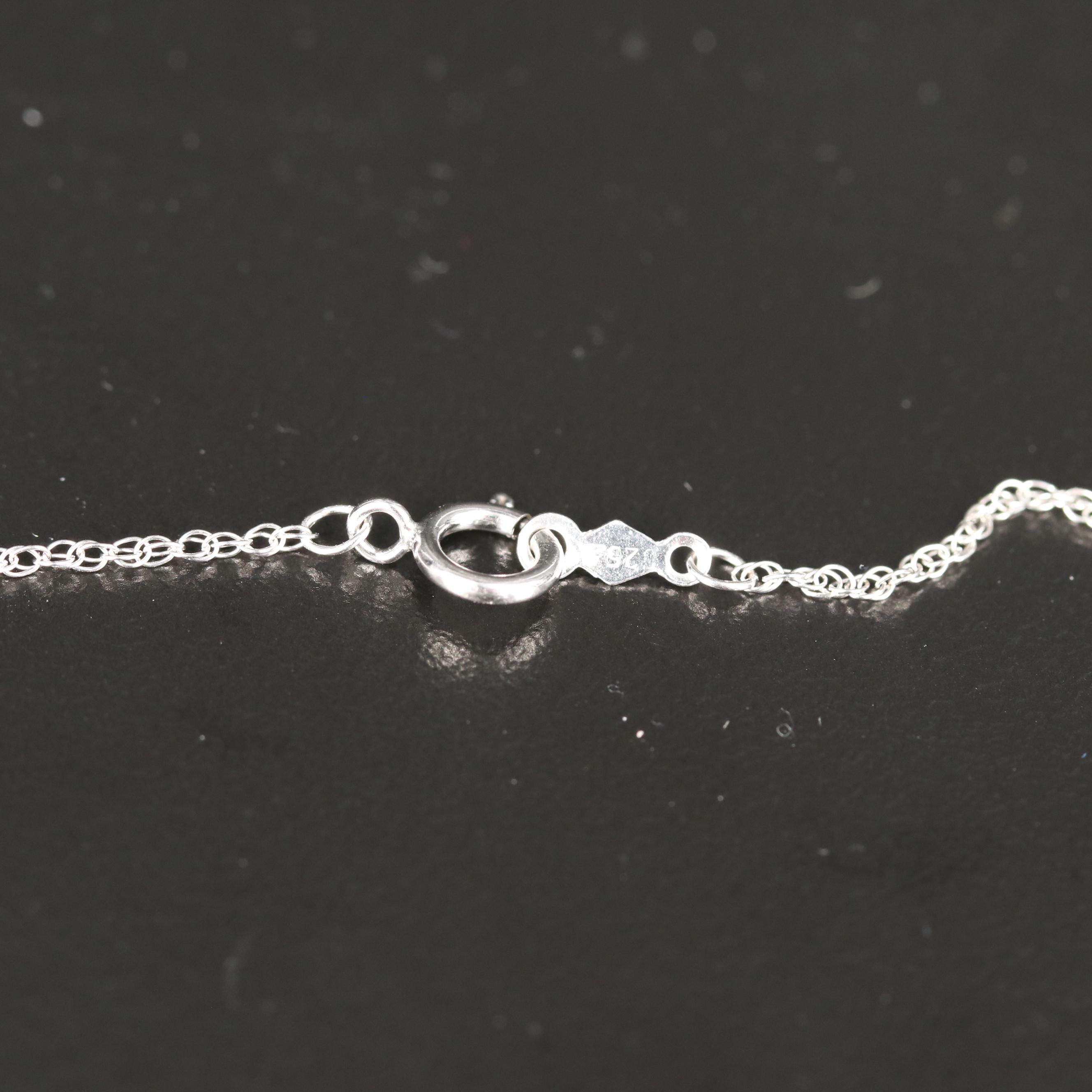 Emerald Pendant Necklace with Double White Sapphire Halo in Sterling