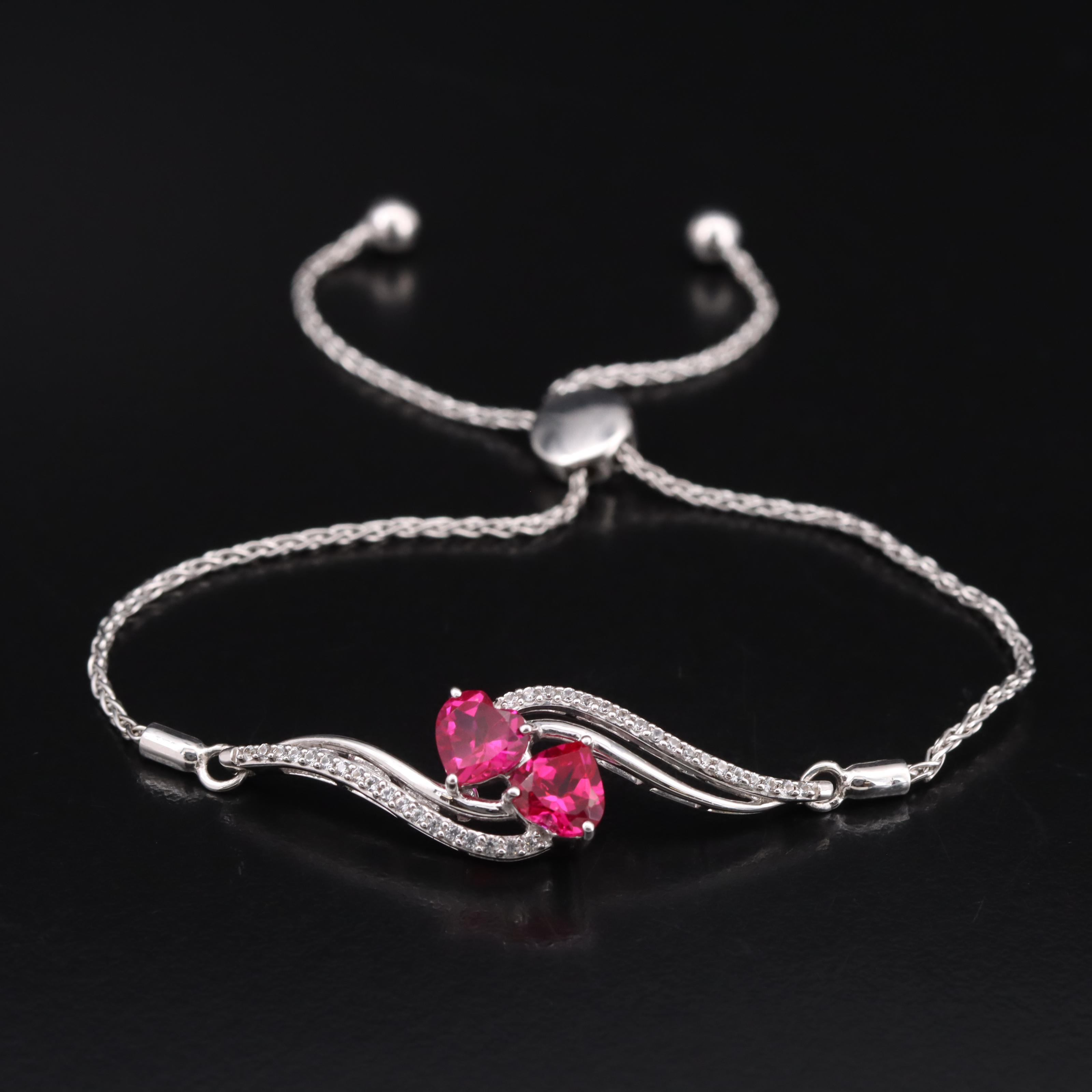 Sterling Ruby and Sapphire Bolo Bracelet