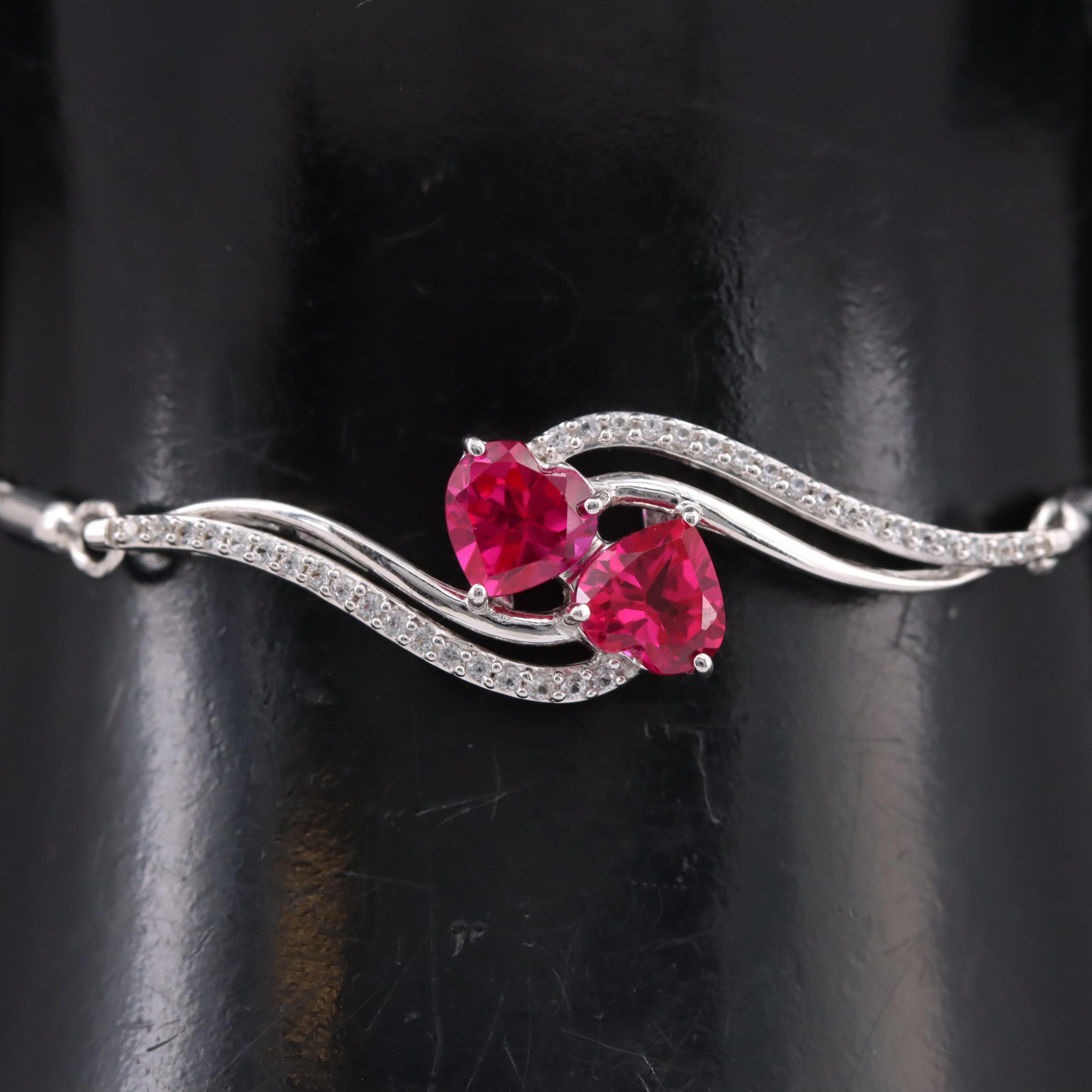 Sterling Ruby and Sapphire Bolo Bracelet