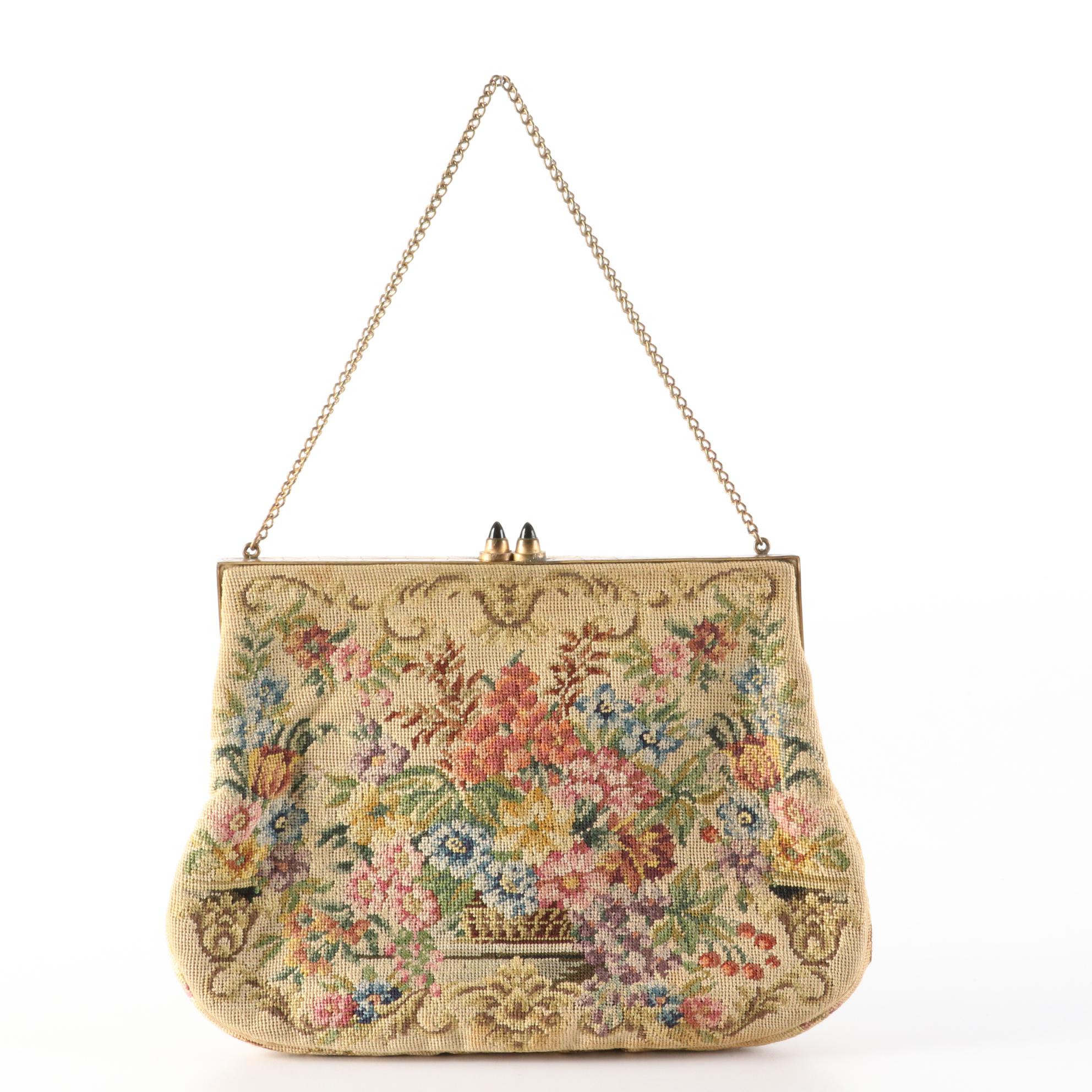 Needlepoint Frame Kiss Lock Handbag