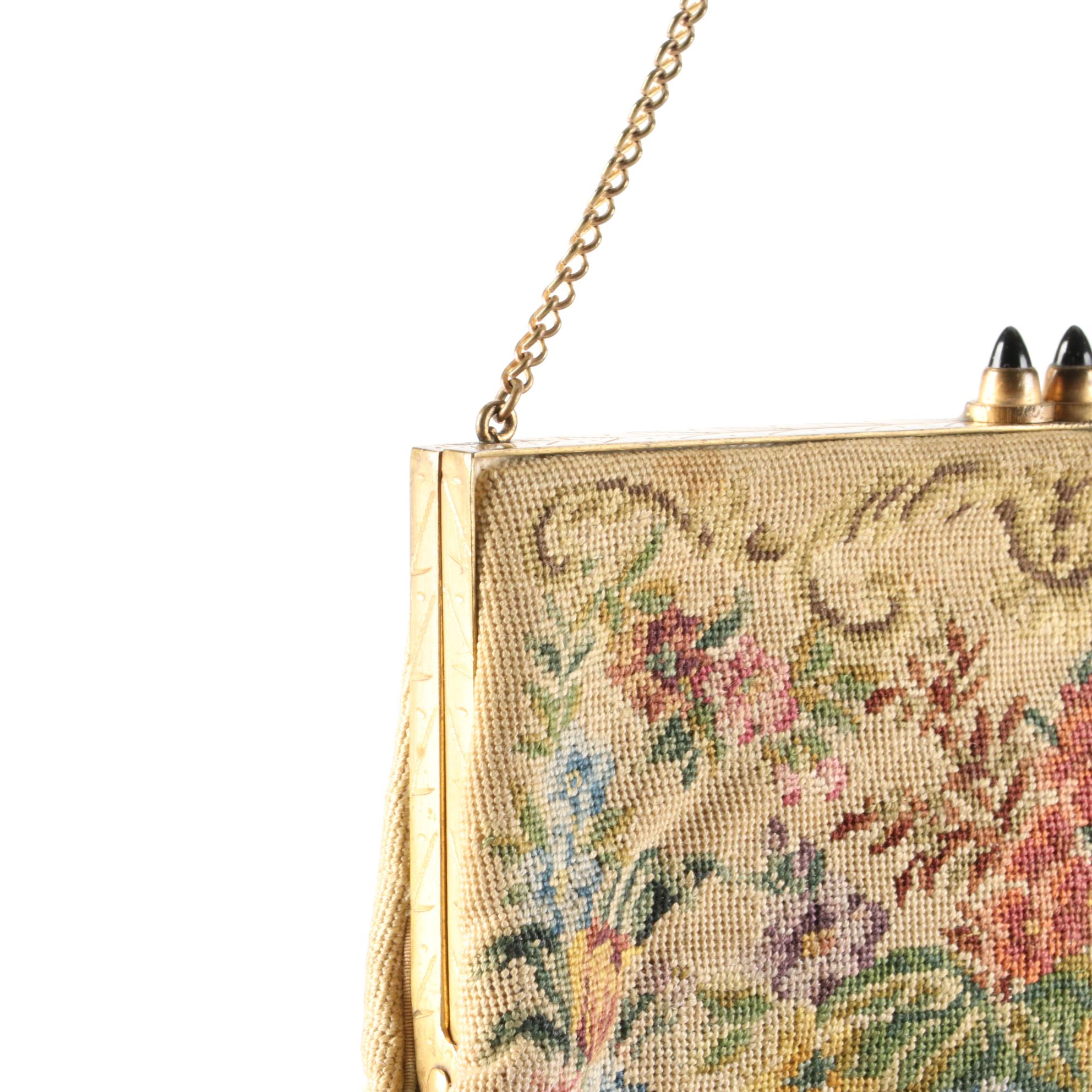 Needlepoint Frame Kiss Lock Handbag