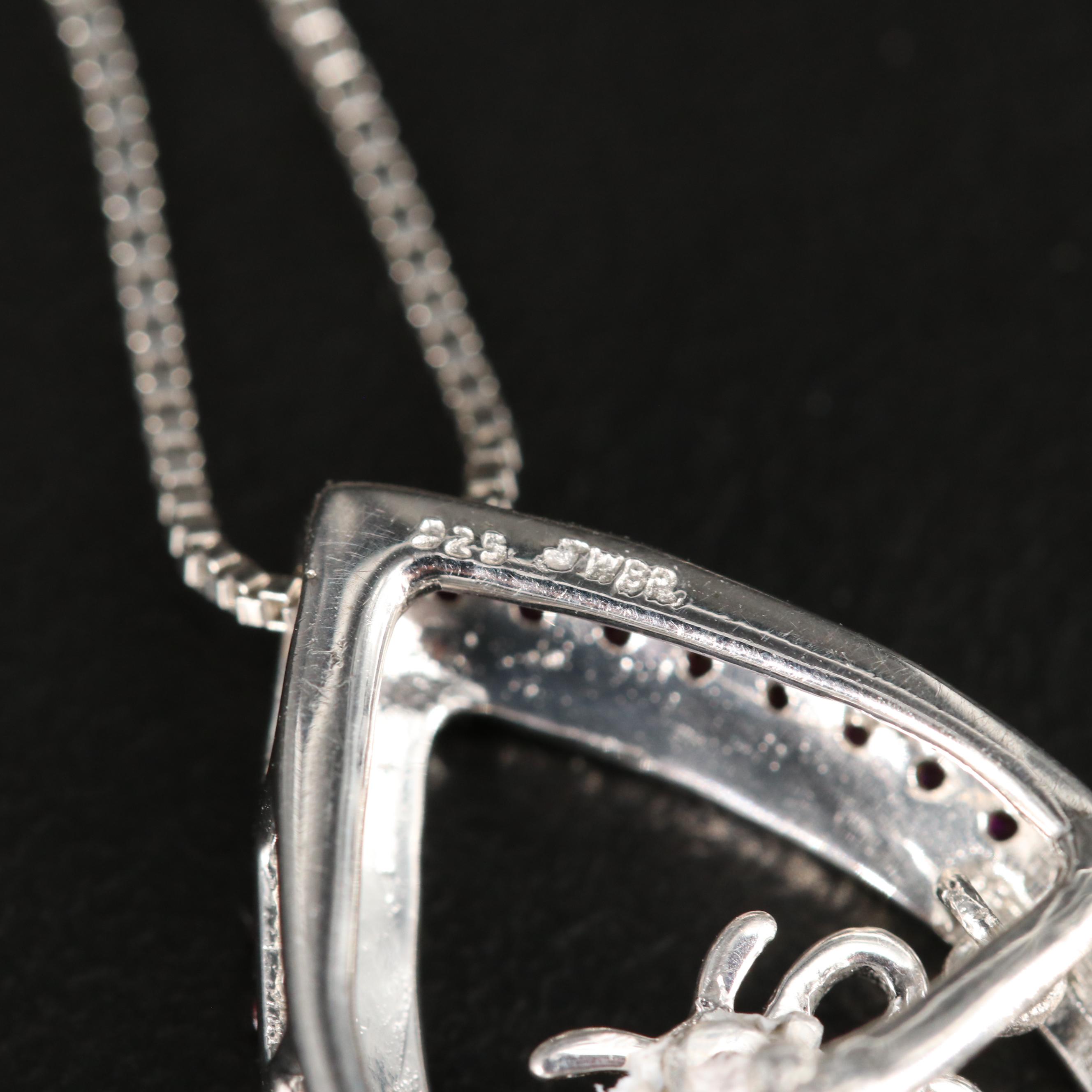 Sterling Ruby and White Sapphire Bee Pendant Necklace