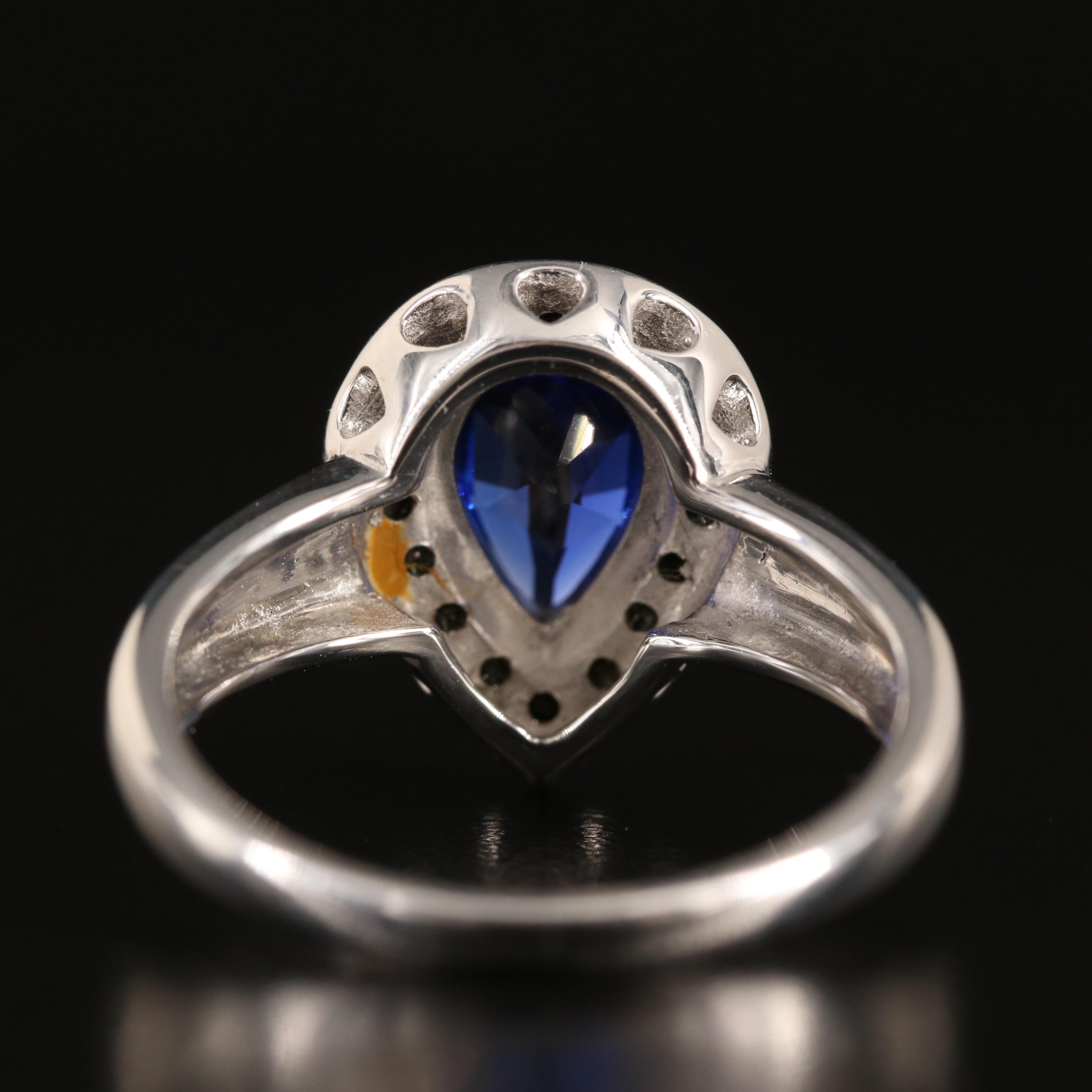 Sterling Sapphire and Marcasite Ring