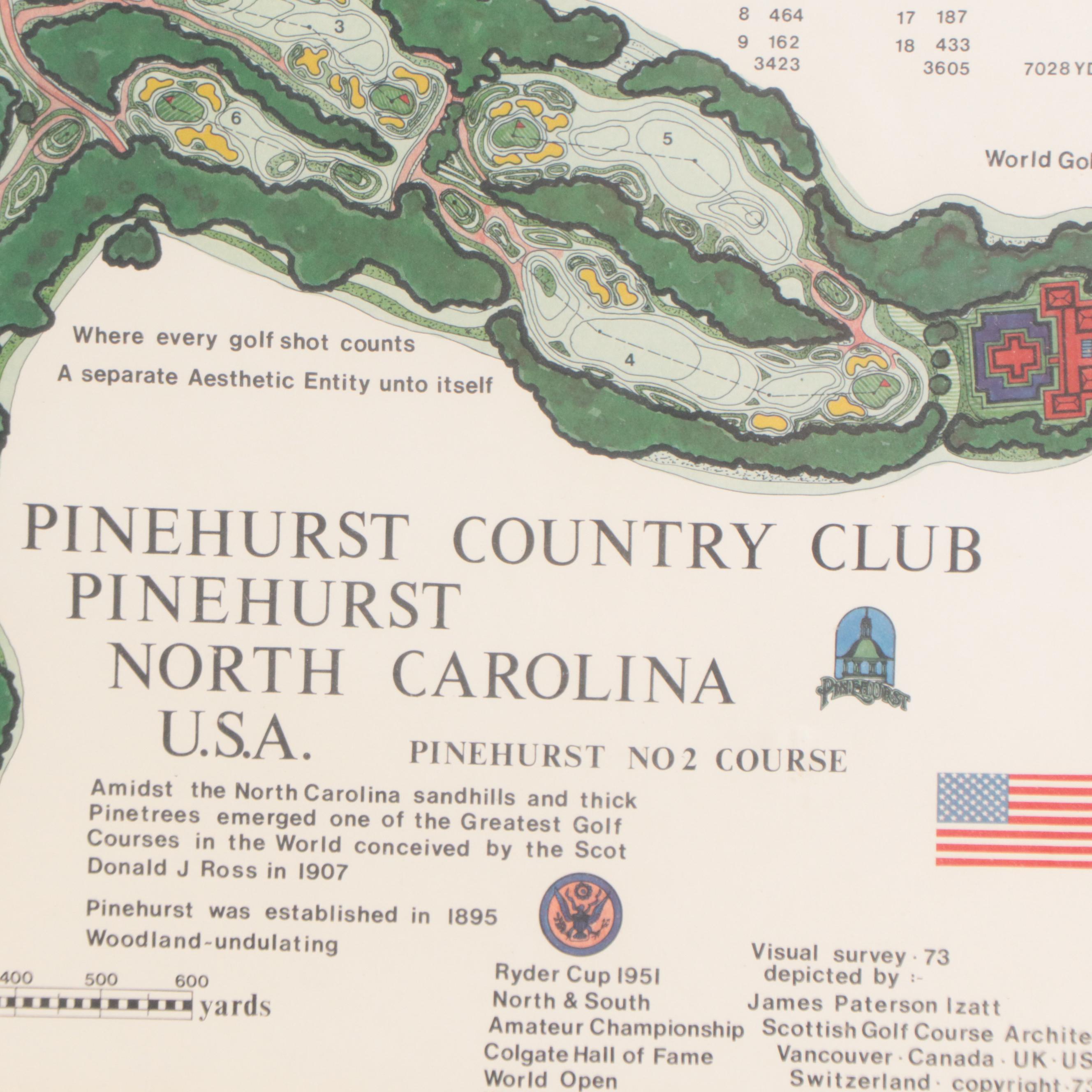 Offset Lithograph Map of Pinehurst Country Club, North Carolina