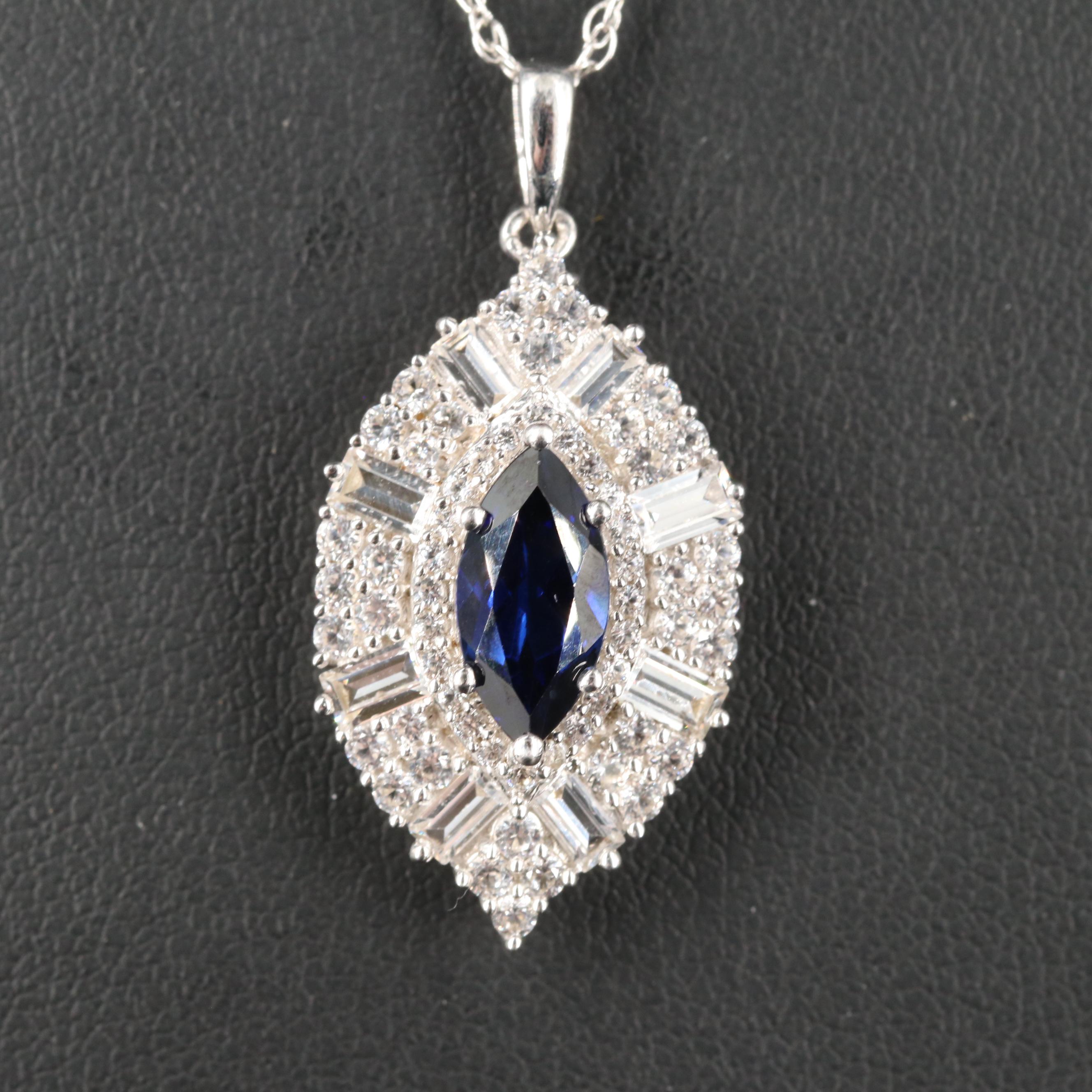 Sterling Sapphire Pendant Necklace
