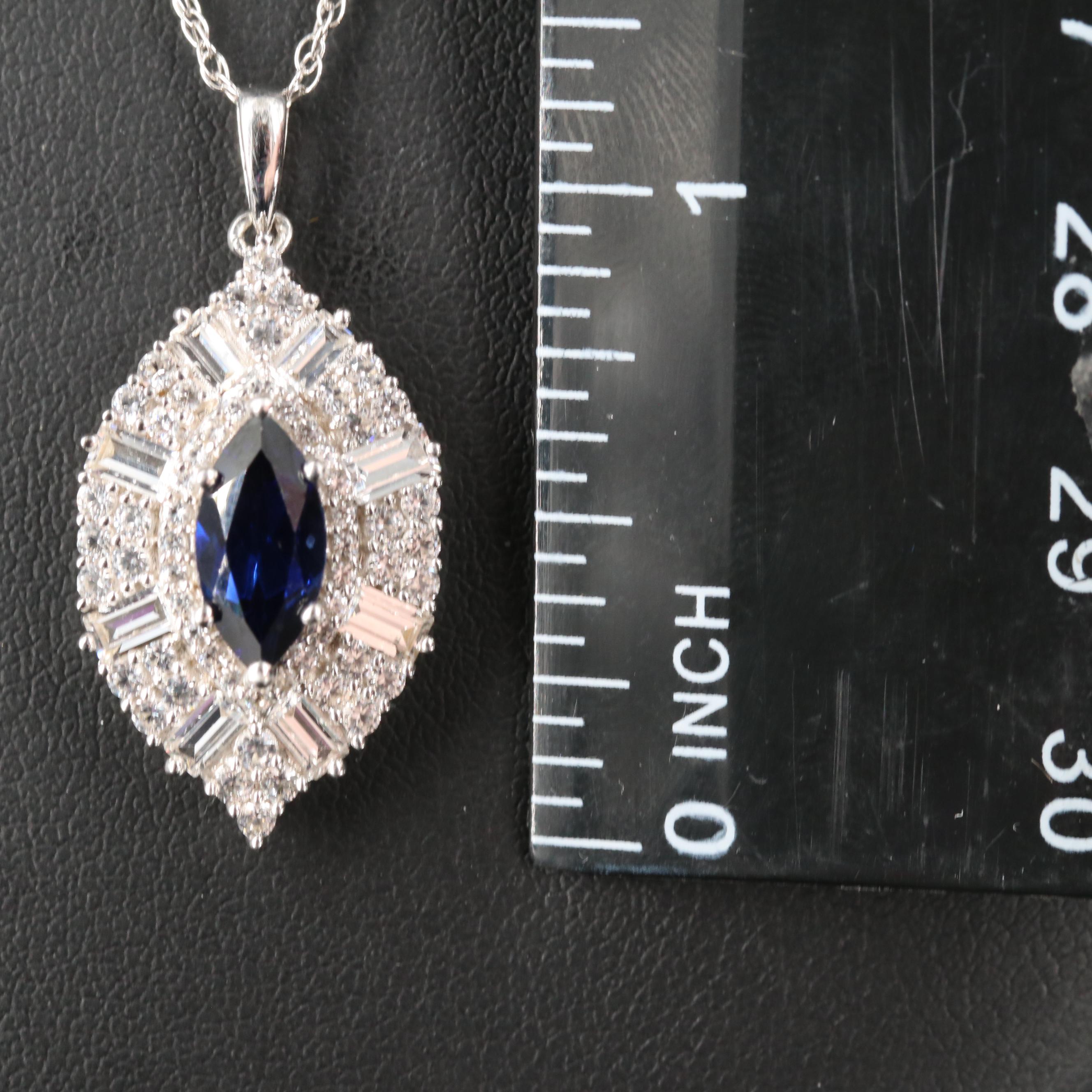 Sterling Sapphire Pendant Necklace