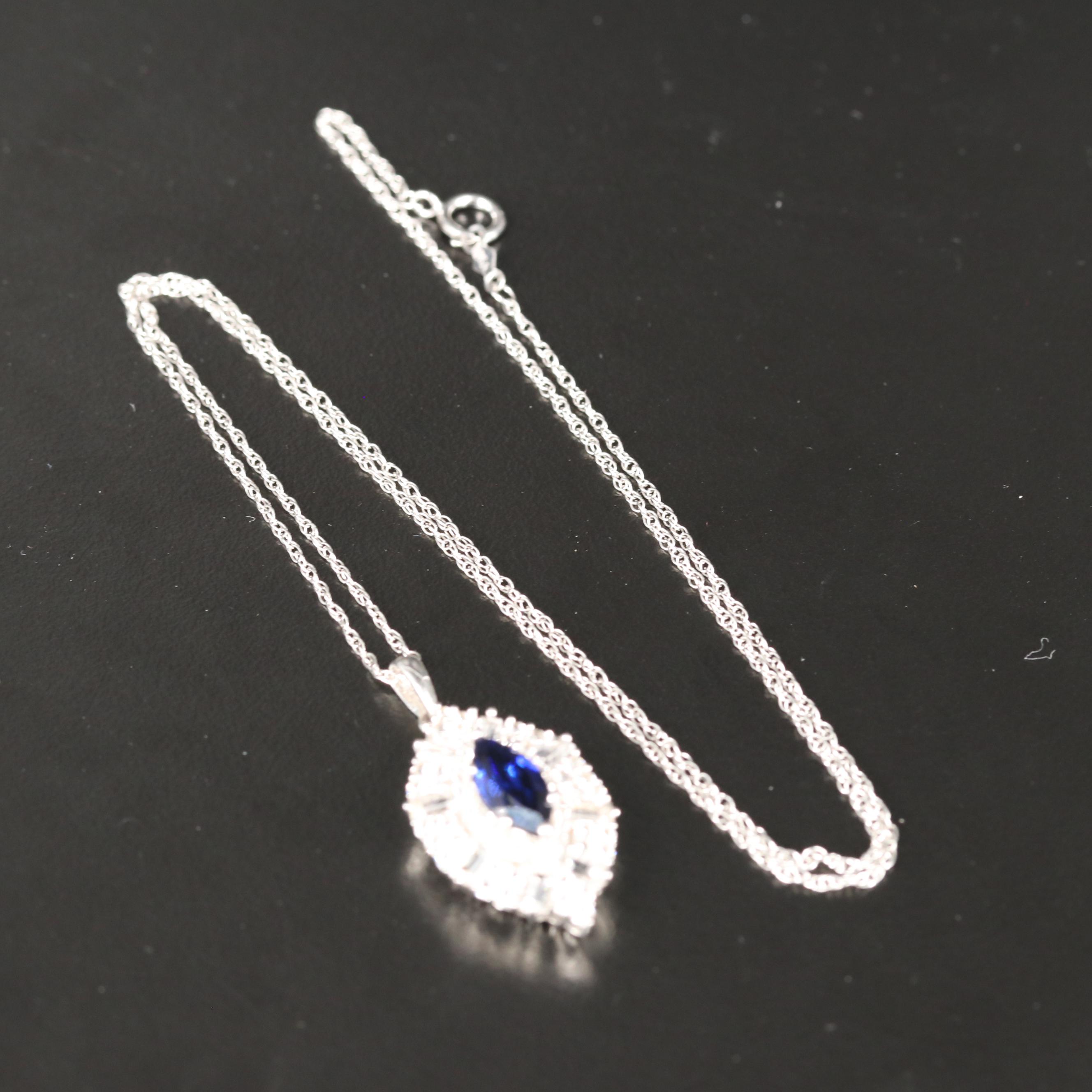Sterling Sapphire Pendant Necklace