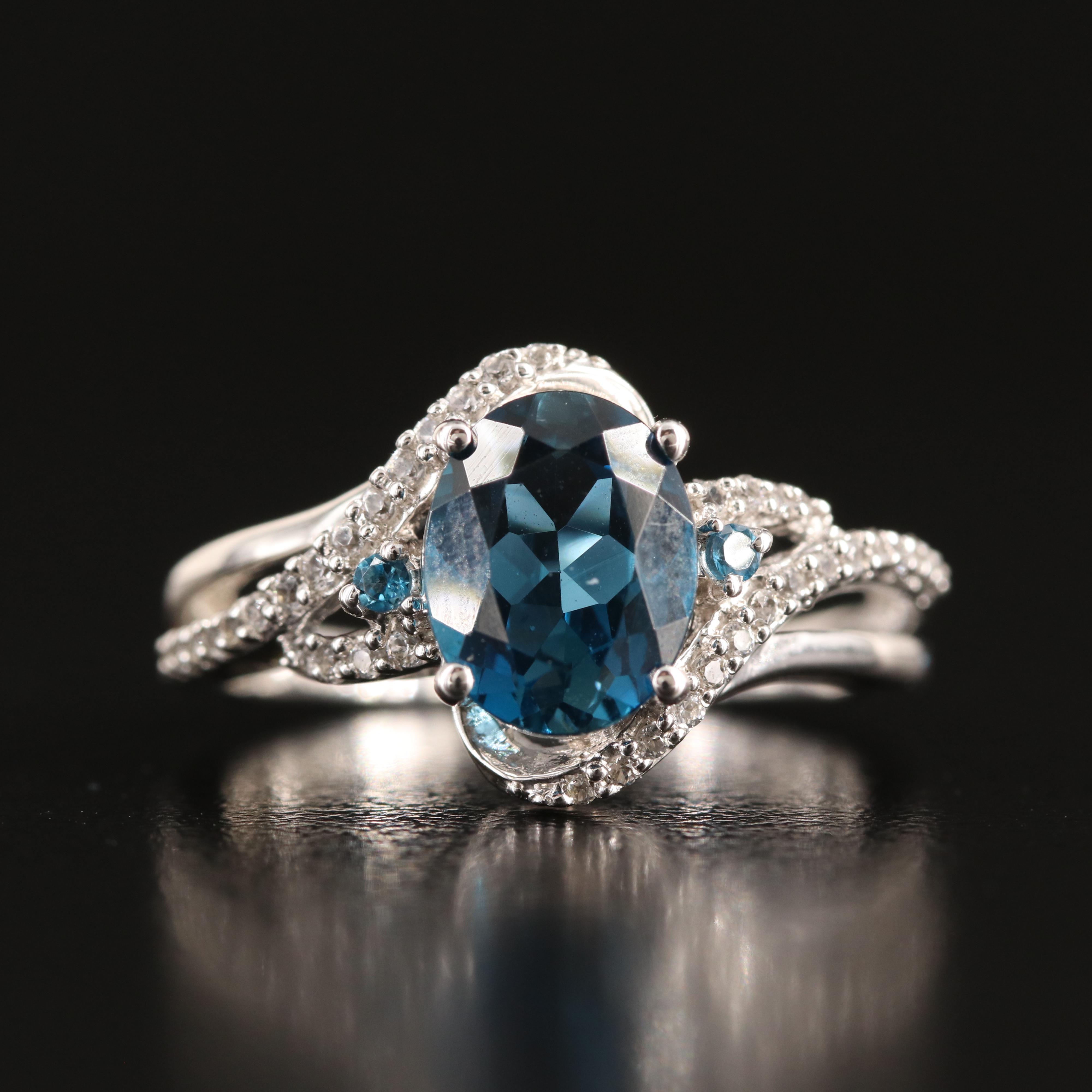 Sterling London, Swiss Blue and White Topaz Ring