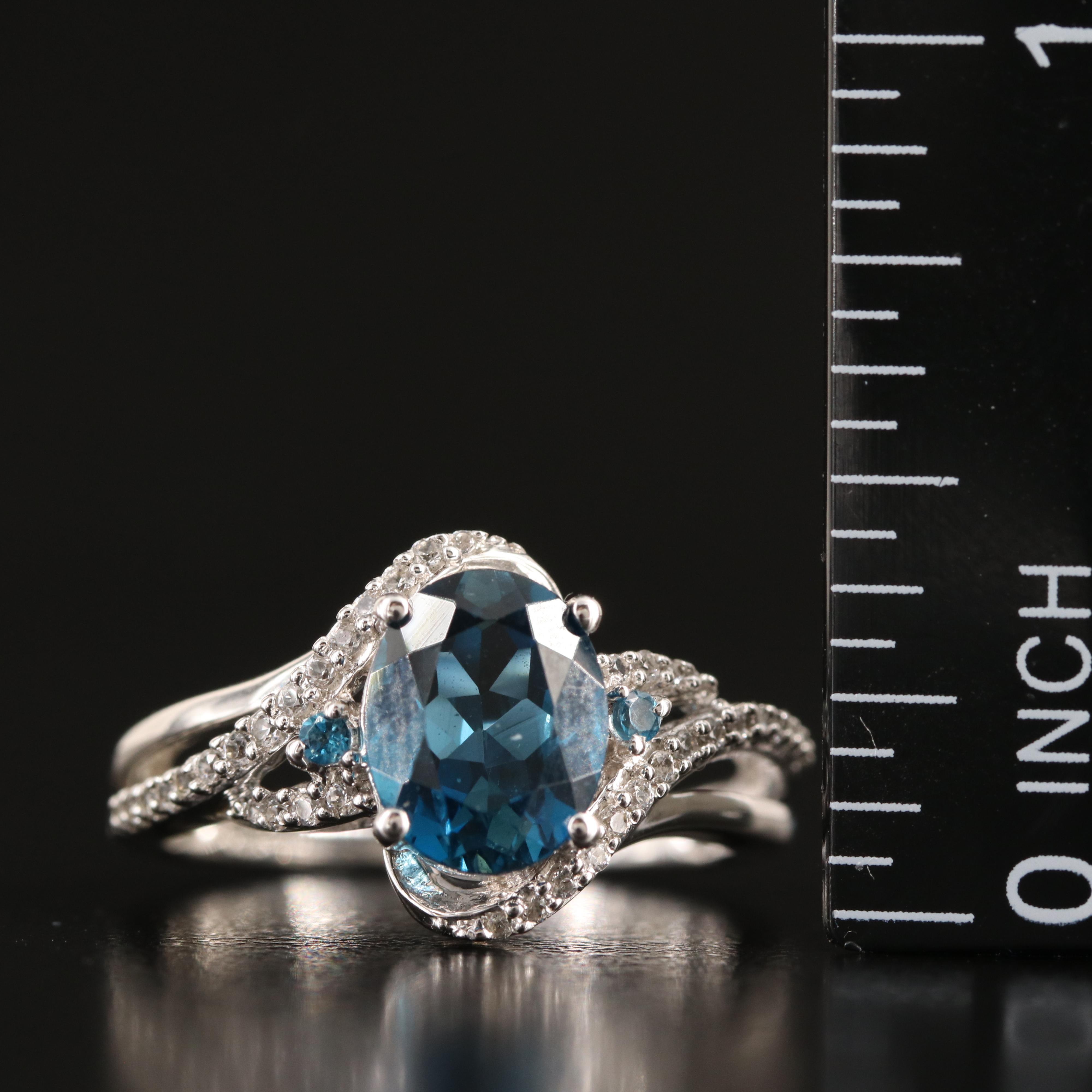 Sterling London, Swiss Blue and White Topaz Ring