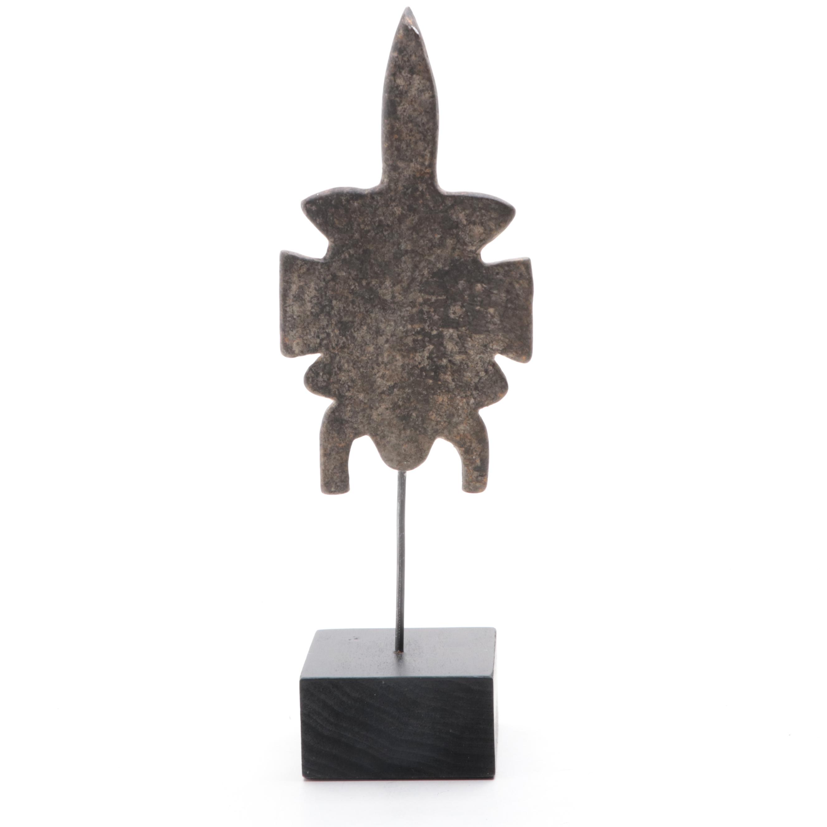 Cast Plaster African Style Tribal Mask on Wood Plinth