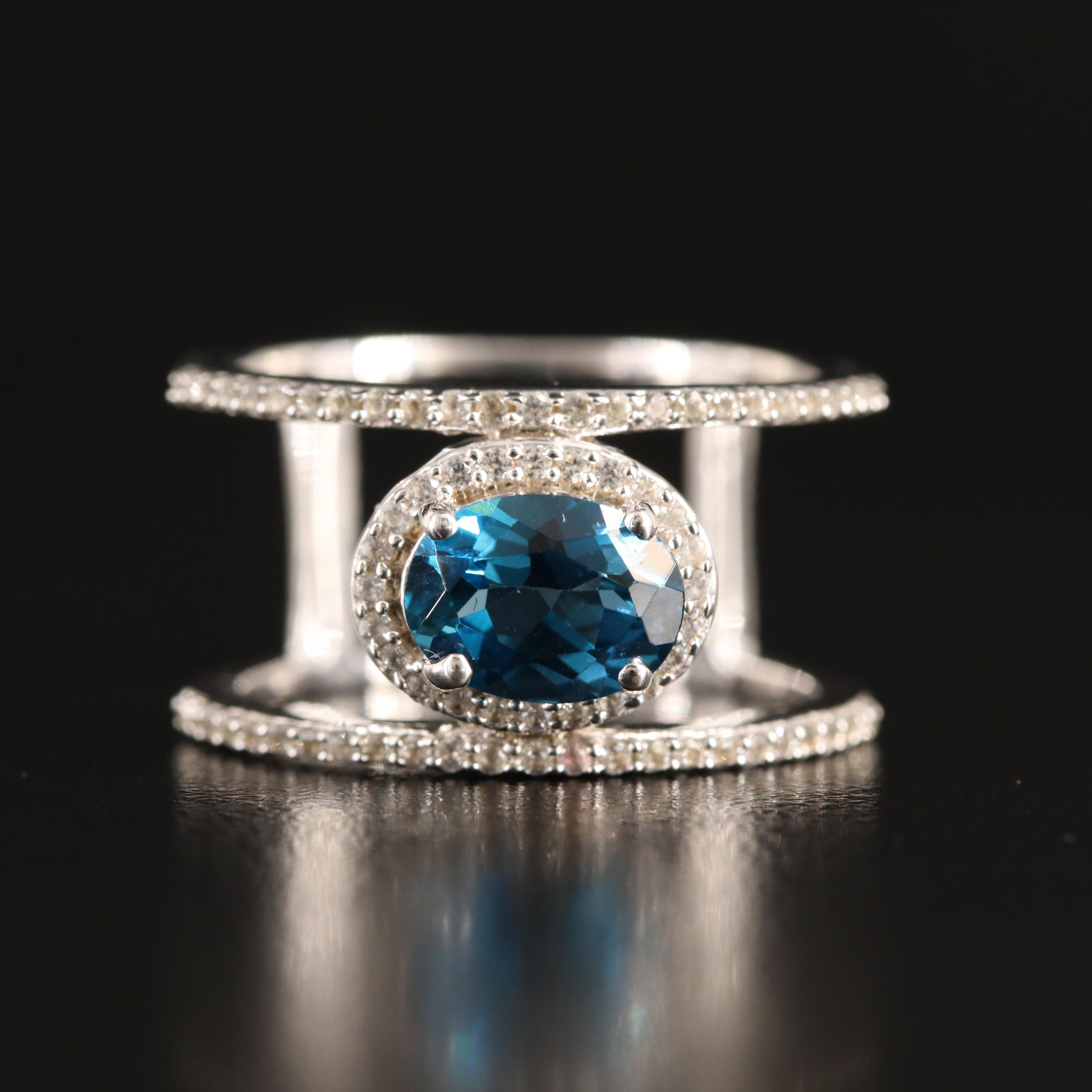 Sterling London Blue Topaz and Sapphire Ring