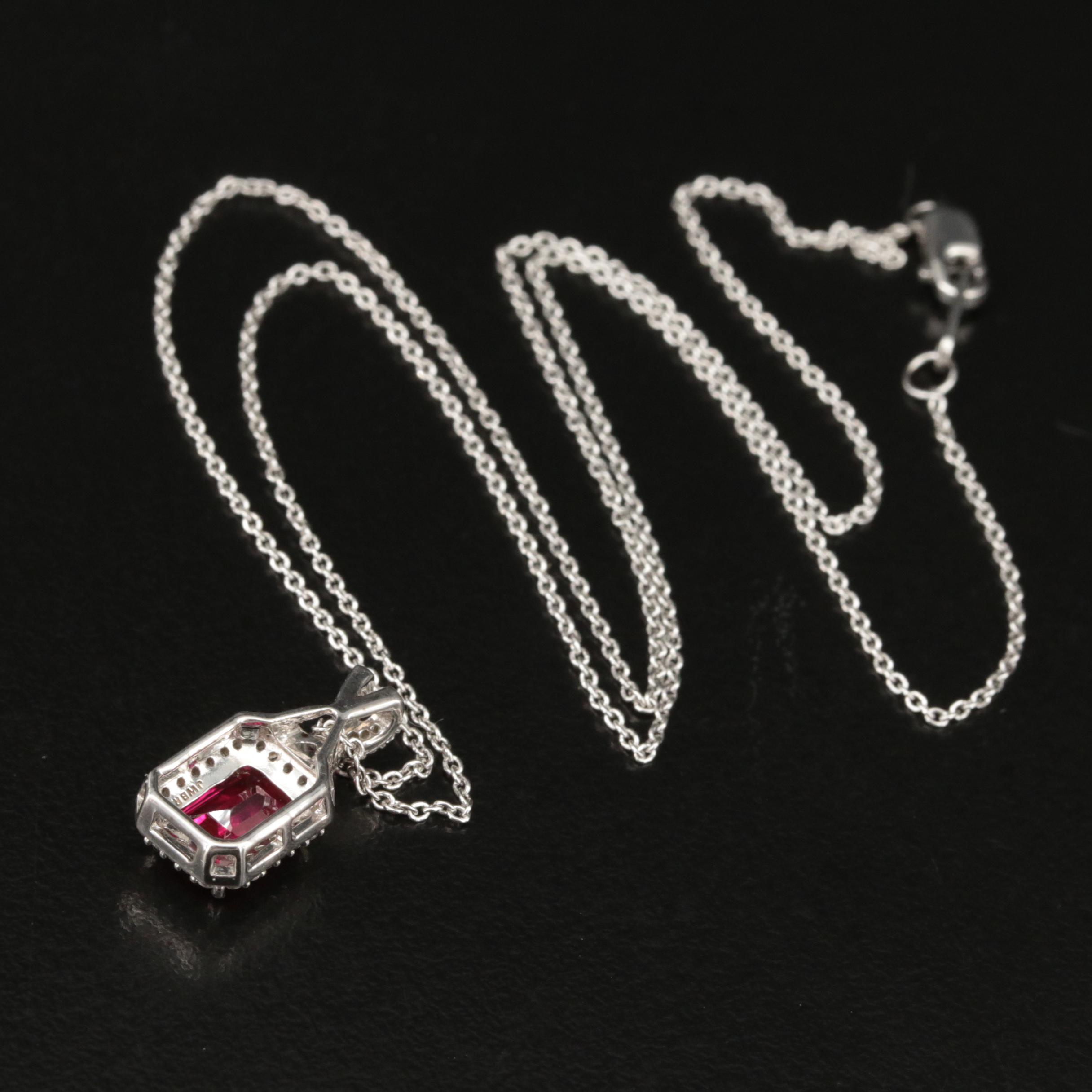 Sterling Ruby and Sapphire Pendant Necklace
