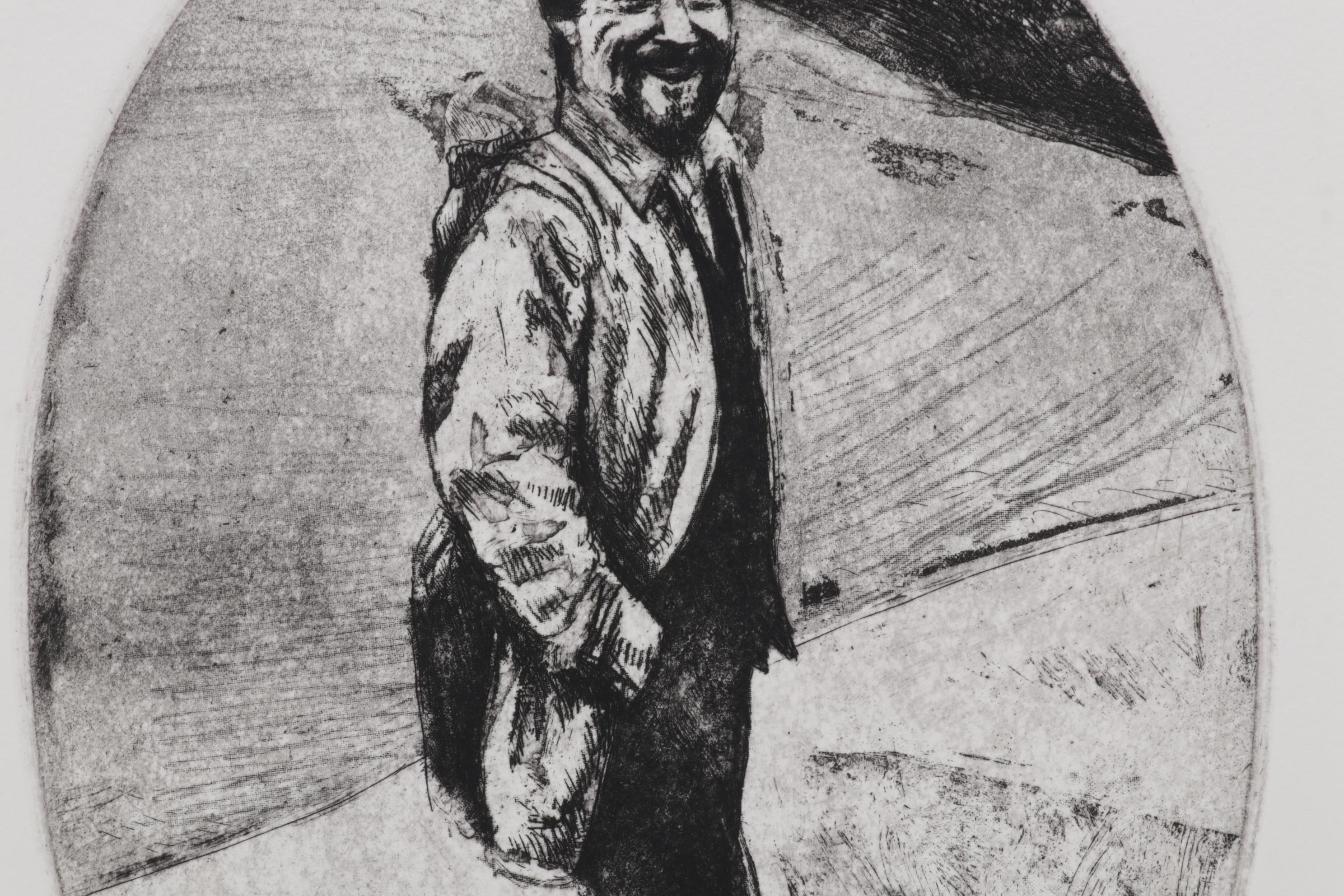 Sidney Chafetz Etching "Gary Snyder," 1987