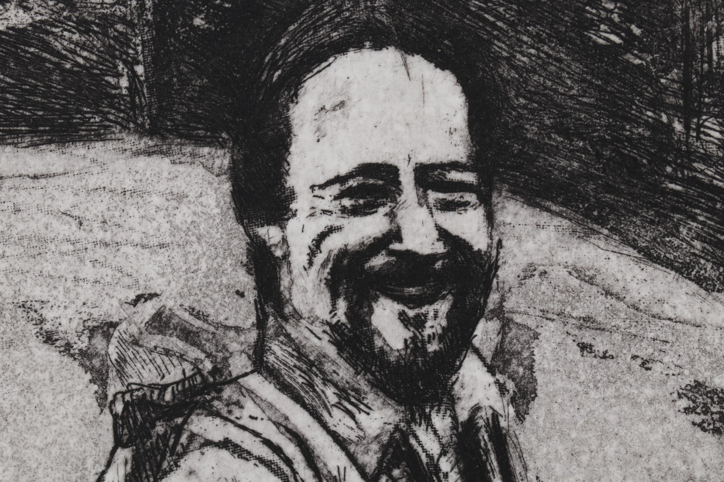 Sidney Chafetz Etching "Gary Snyder," 1987