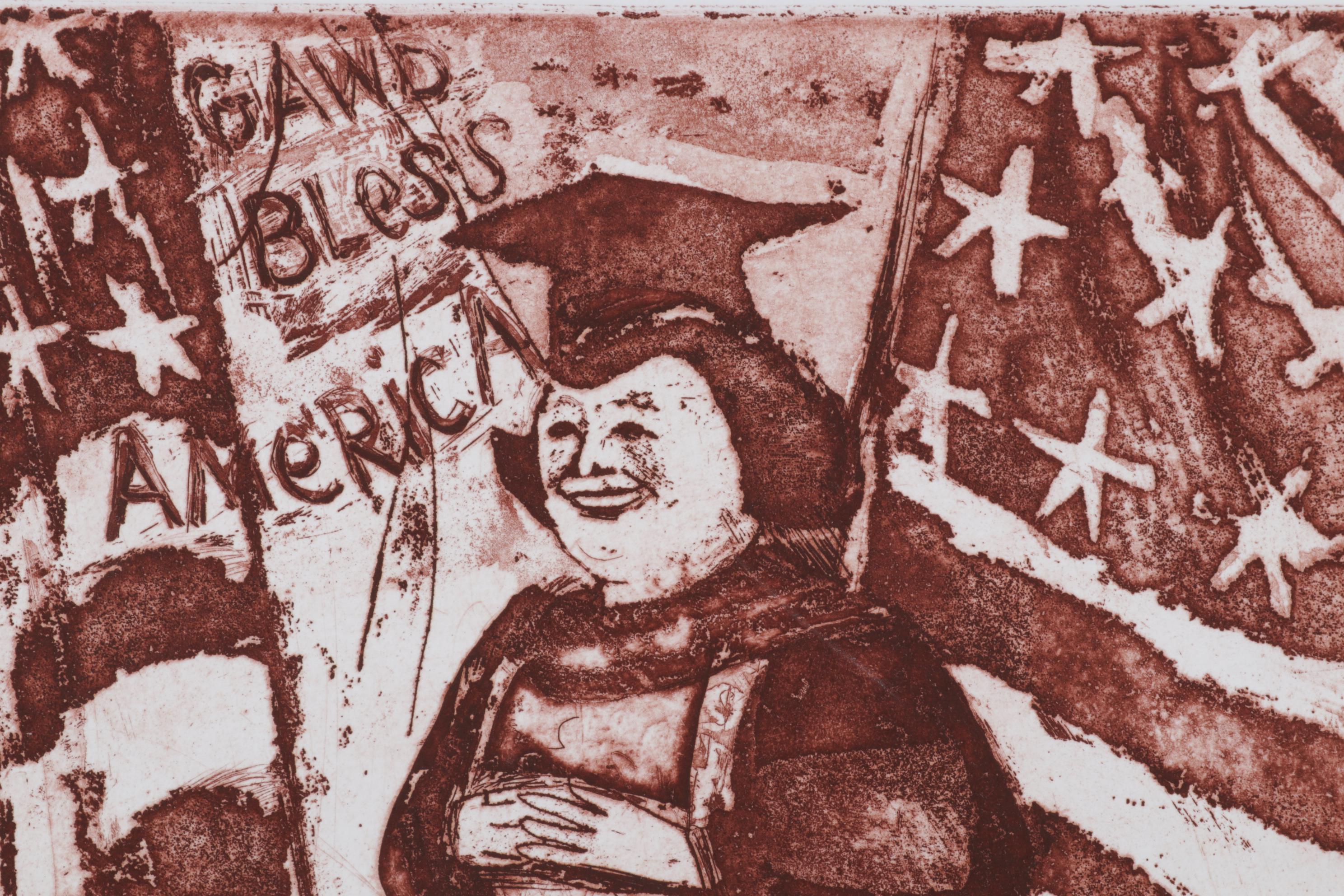 Sidney Chafetz Etching with Aquatint "Patriotism," 1970