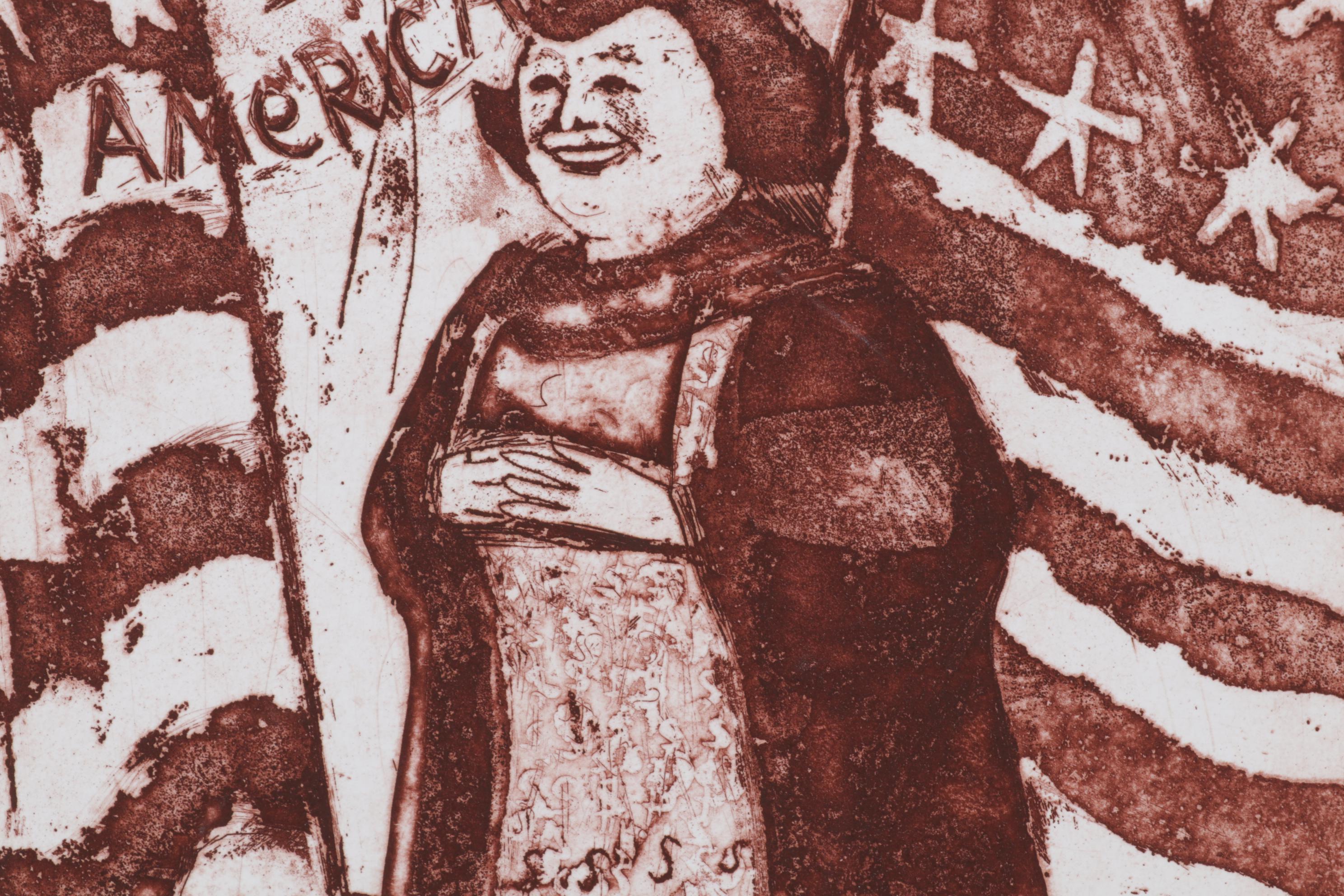 Sidney Chafetz Etching with Aquatint "Patriotism," 1970