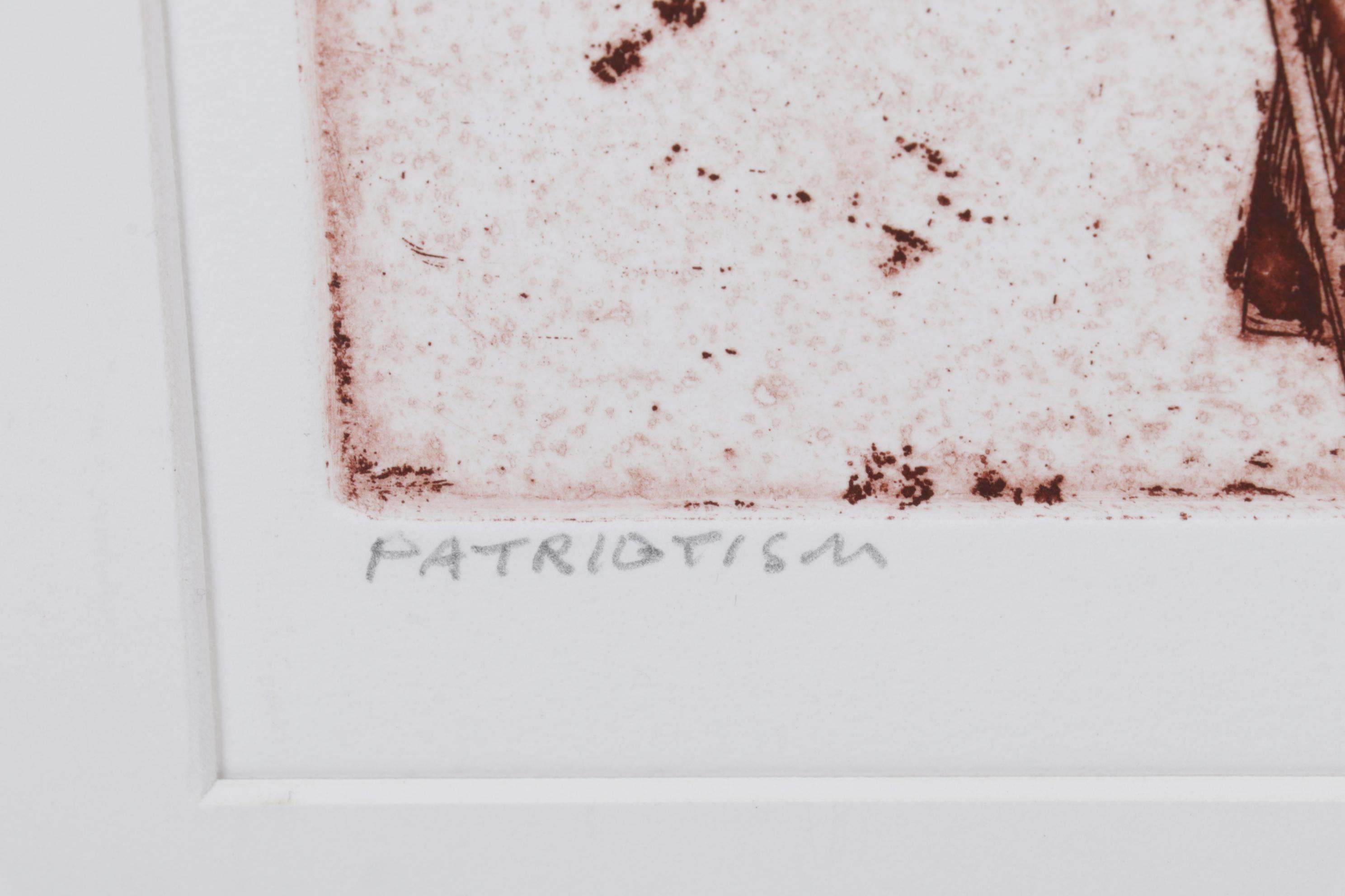 Sidney Chafetz Etching with Aquatint "Patriotism," 1970