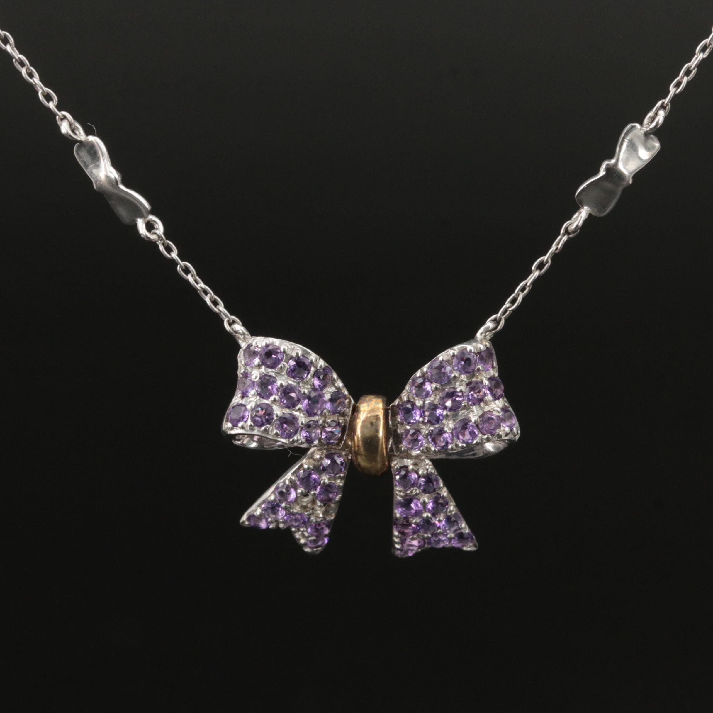 Sterling Amethyst Bow Necklace