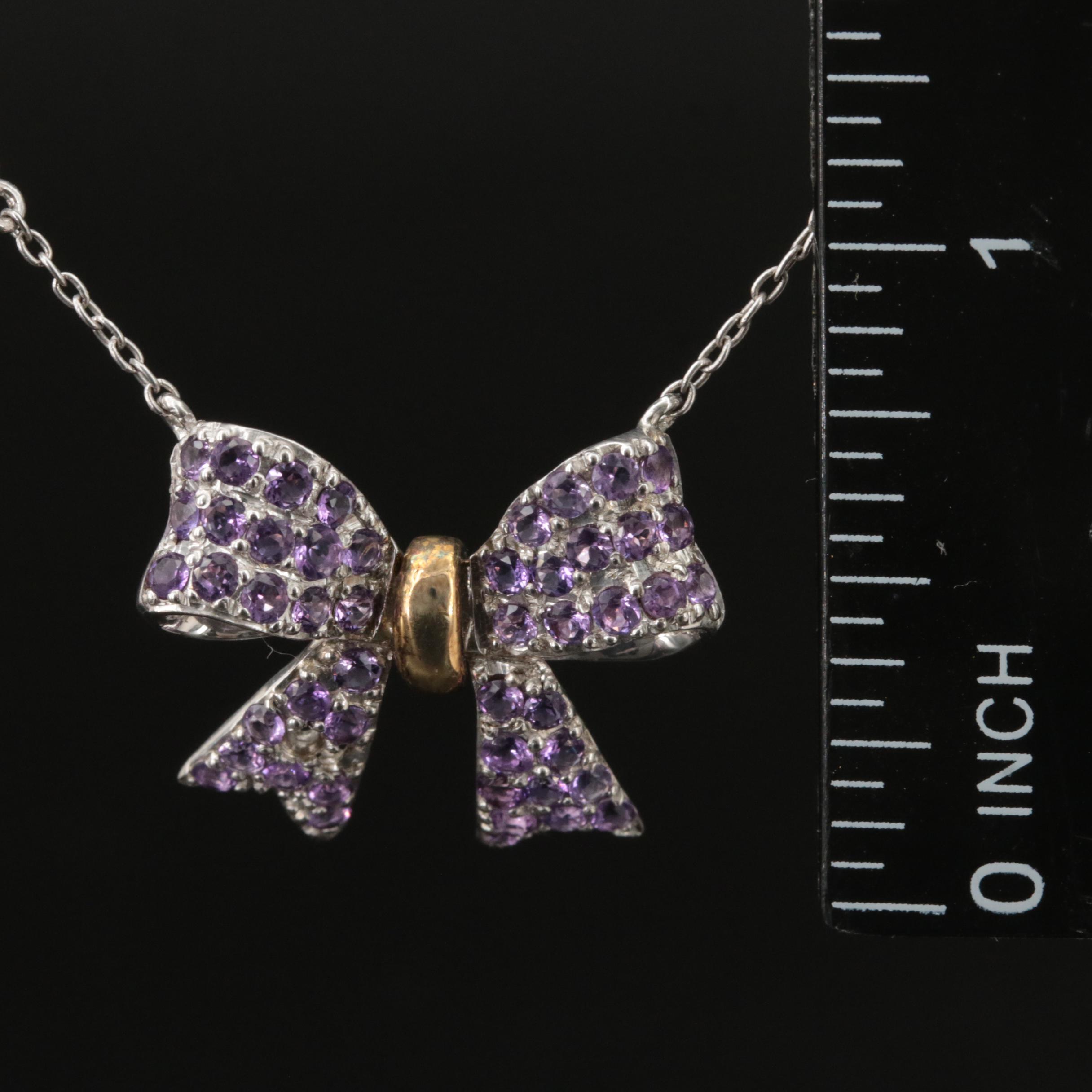 Sterling Amethyst Bow Necklace