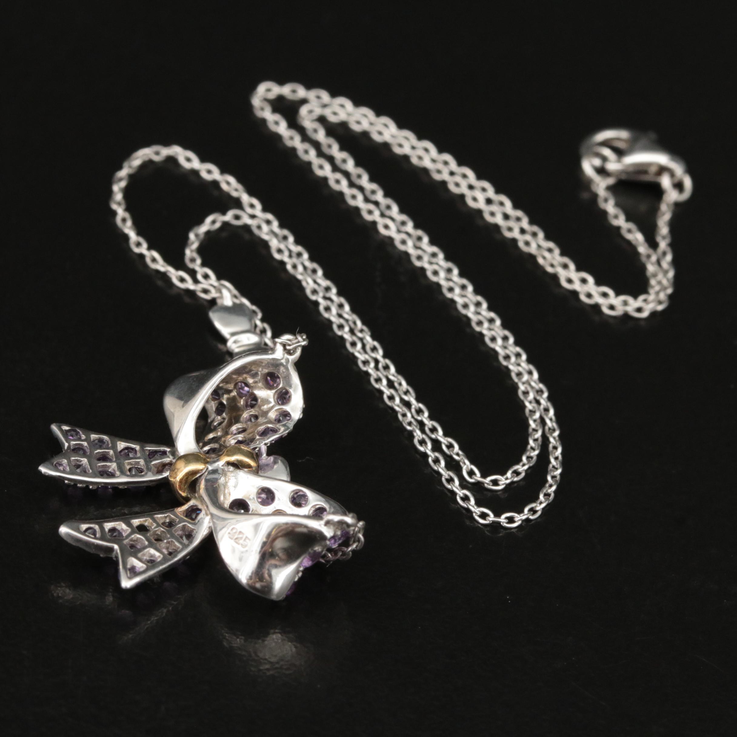 Sterling Amethyst Bow Necklace