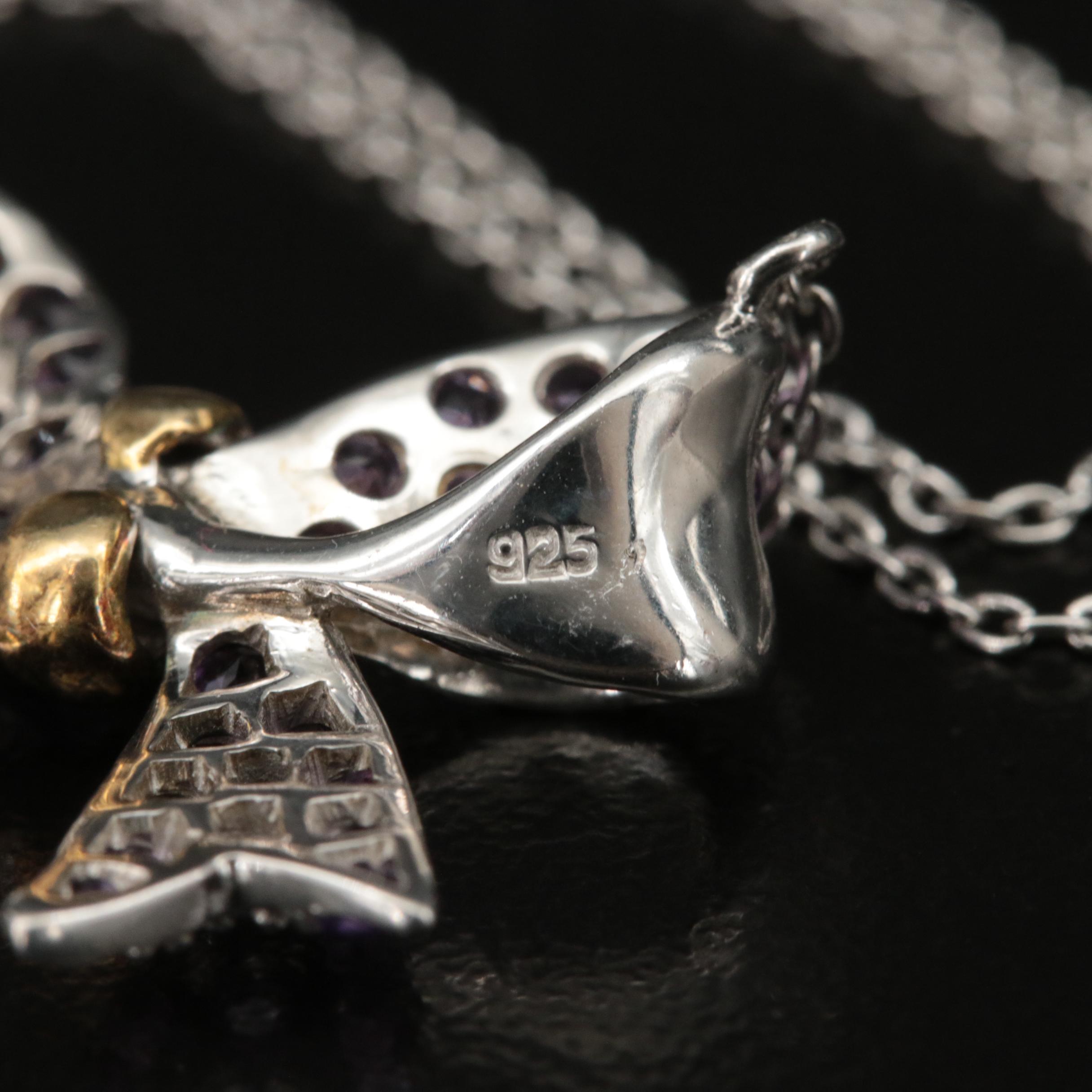 Sterling Amethyst Bow Necklace