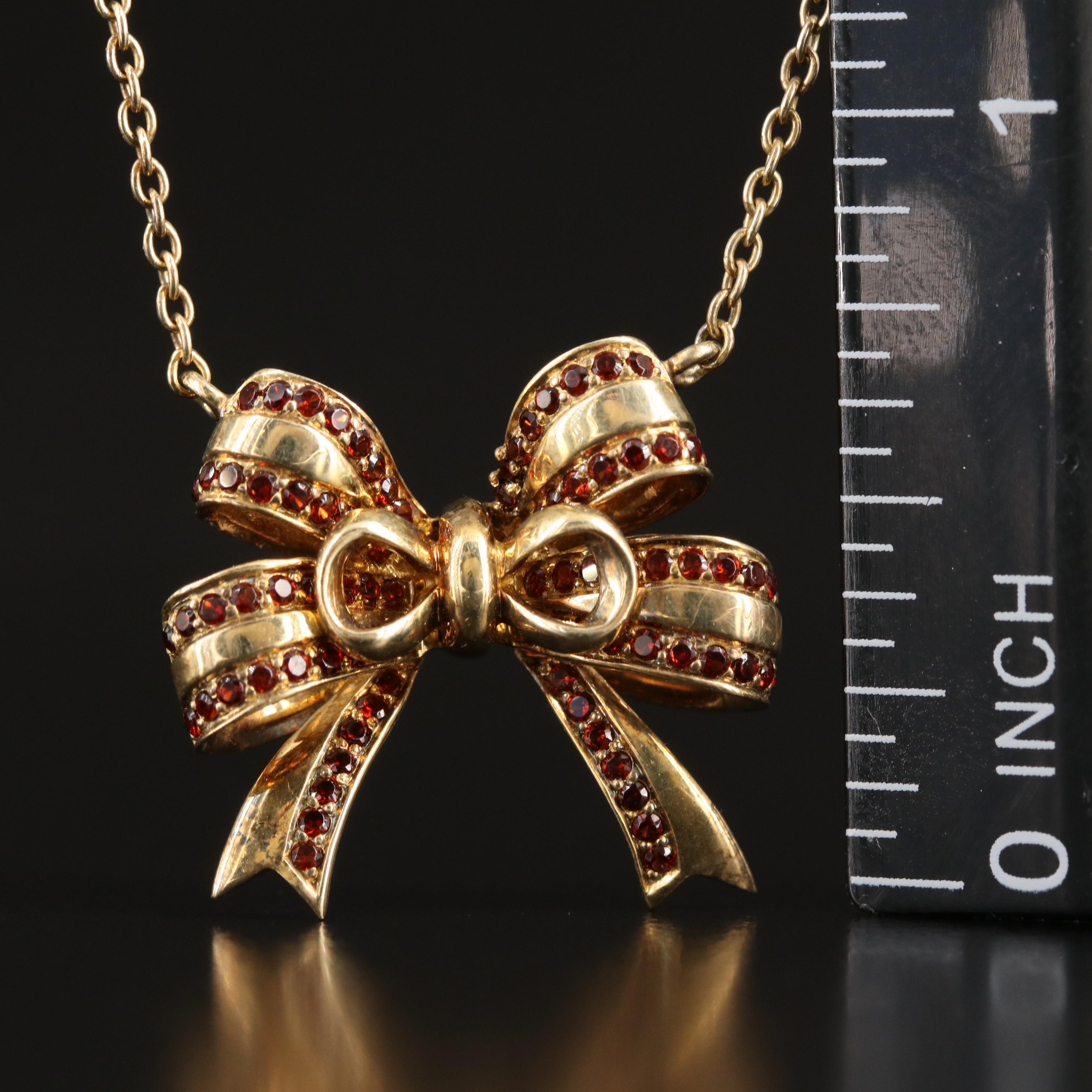 Sterling and Garnet Bow Necklace