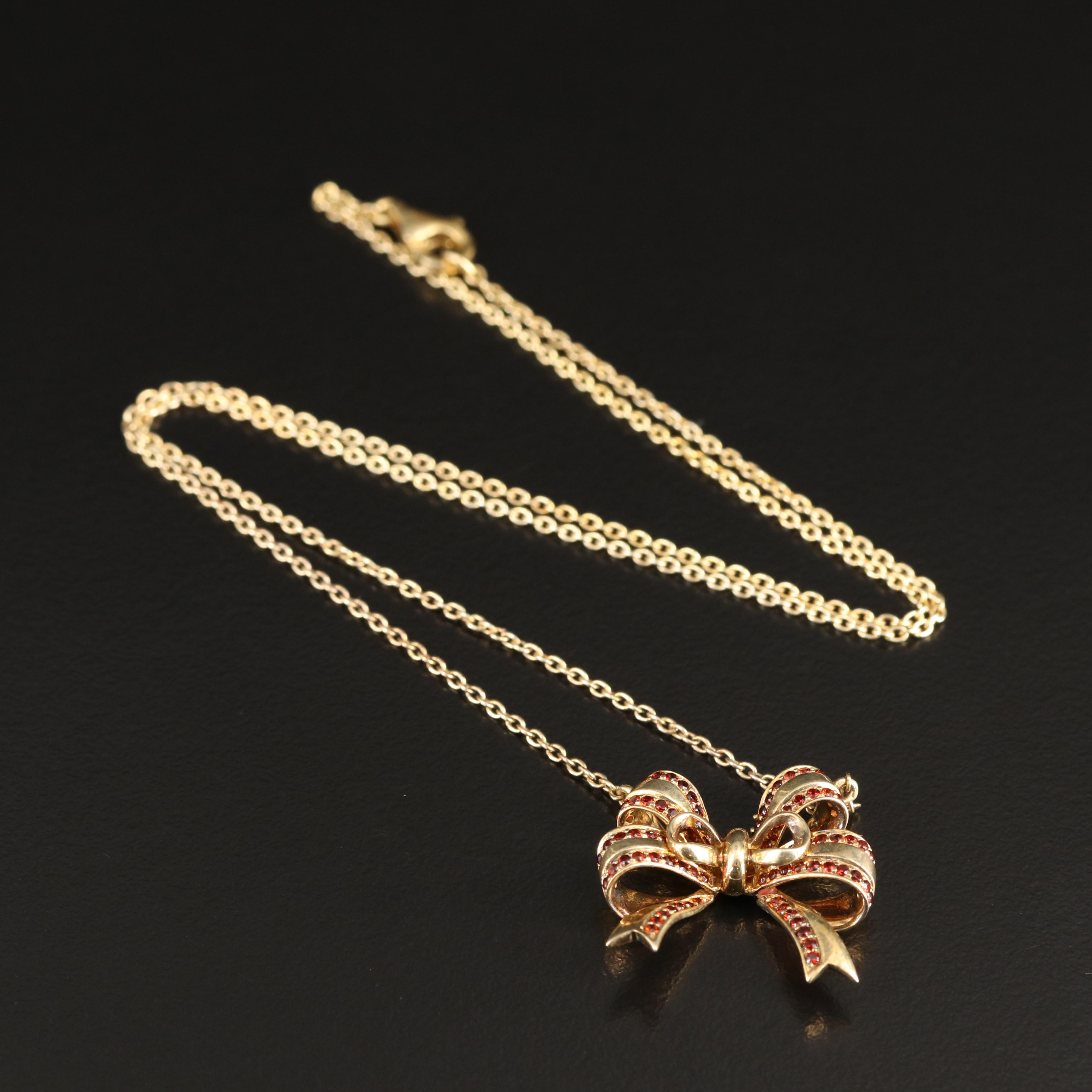 Sterling and Garnet Bow Necklace