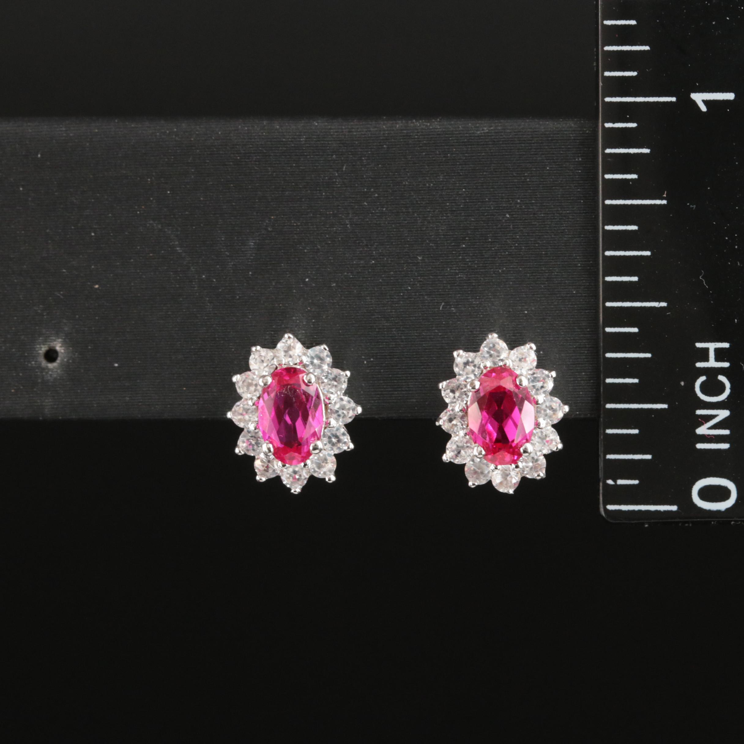 Sterling Ruby and White Sapphire Earrings