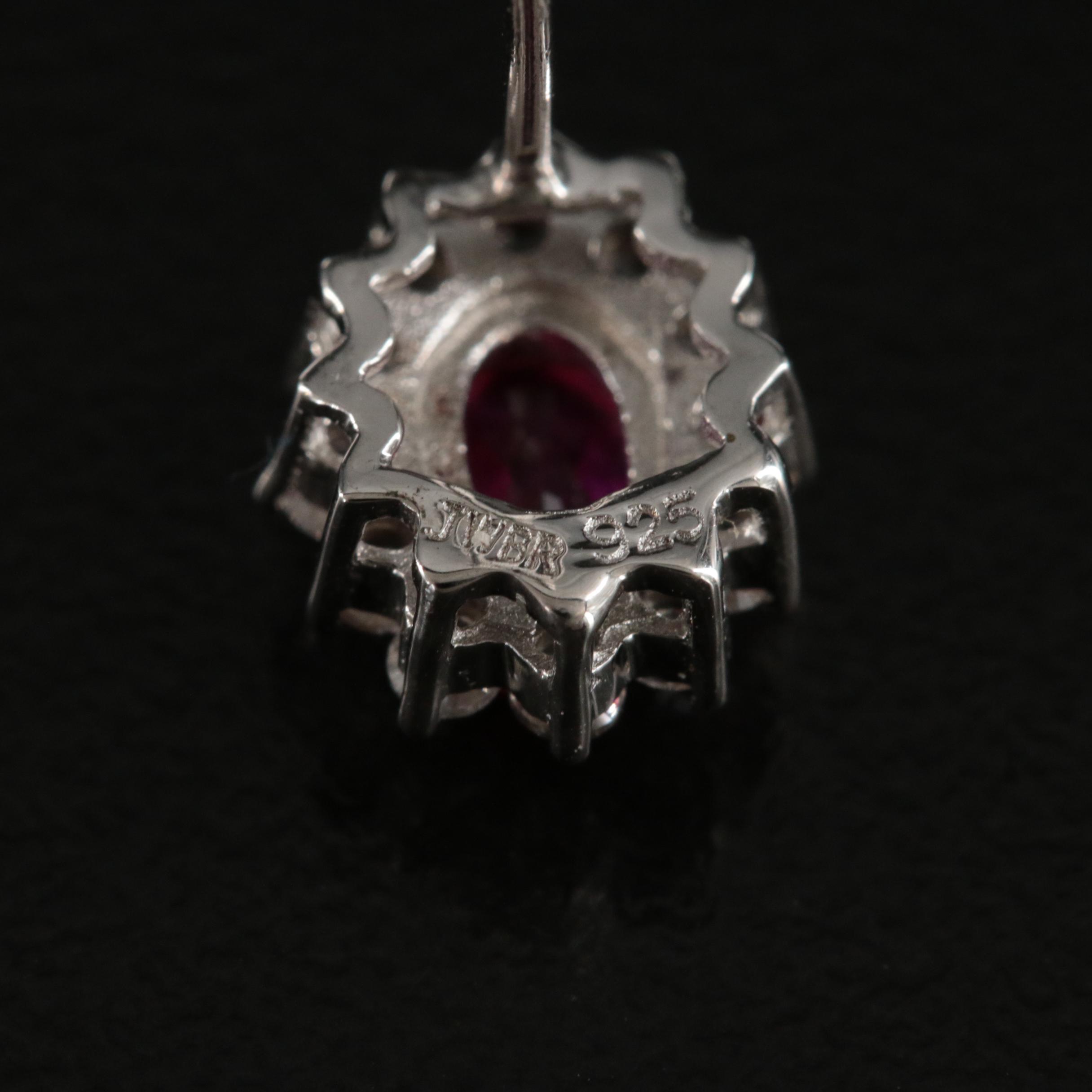 Sterling Ruby and White Sapphire Earrings