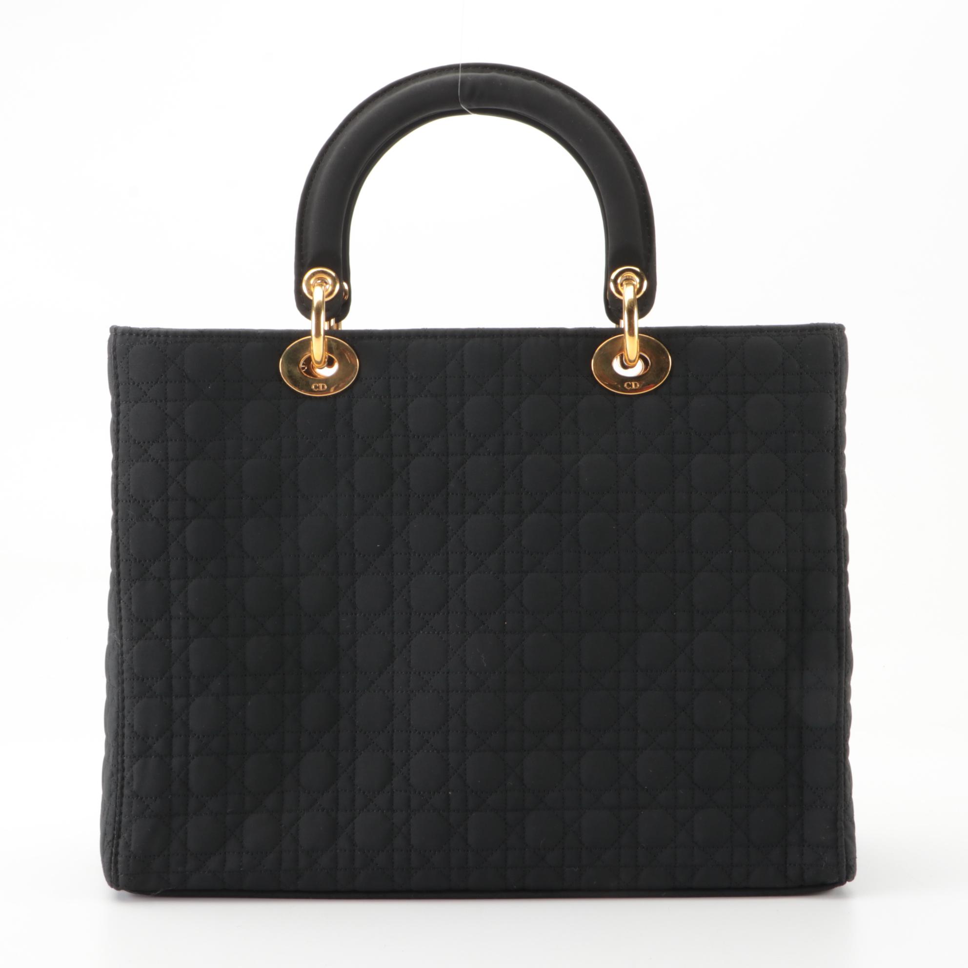 Christian Dior Lady Dior Tote in Black Cannage Quilted Canvas